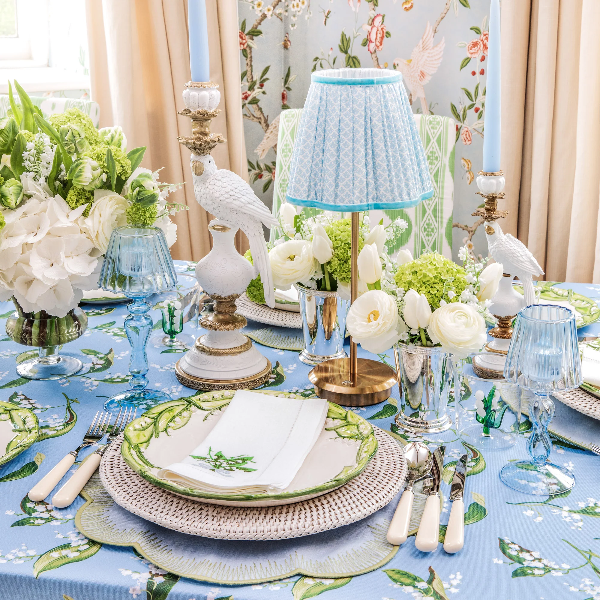 Soft Blue Lotus Lampshade (18cm) - Image 4