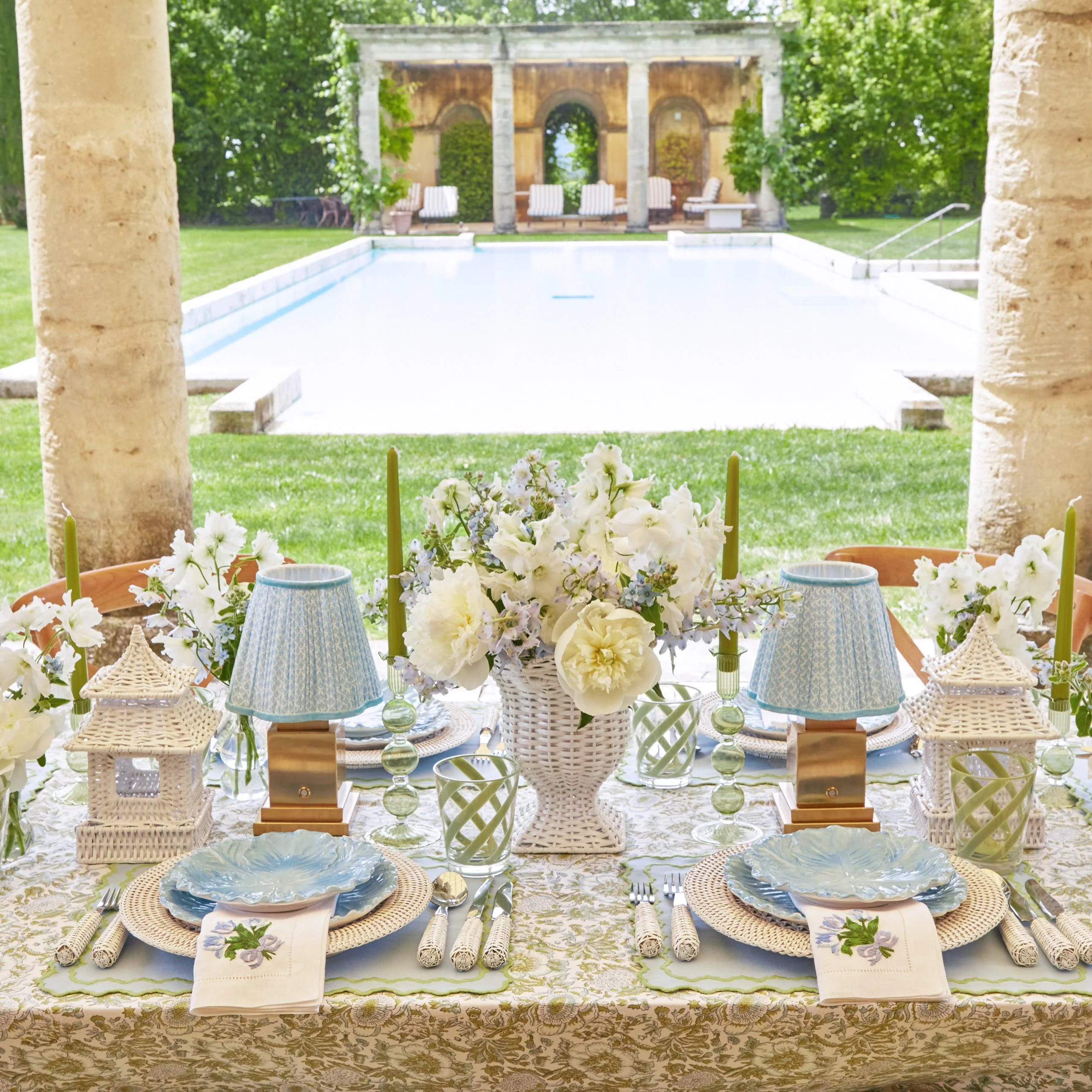 Soft Blue Lotus Lampshade (18cm) - Image 7