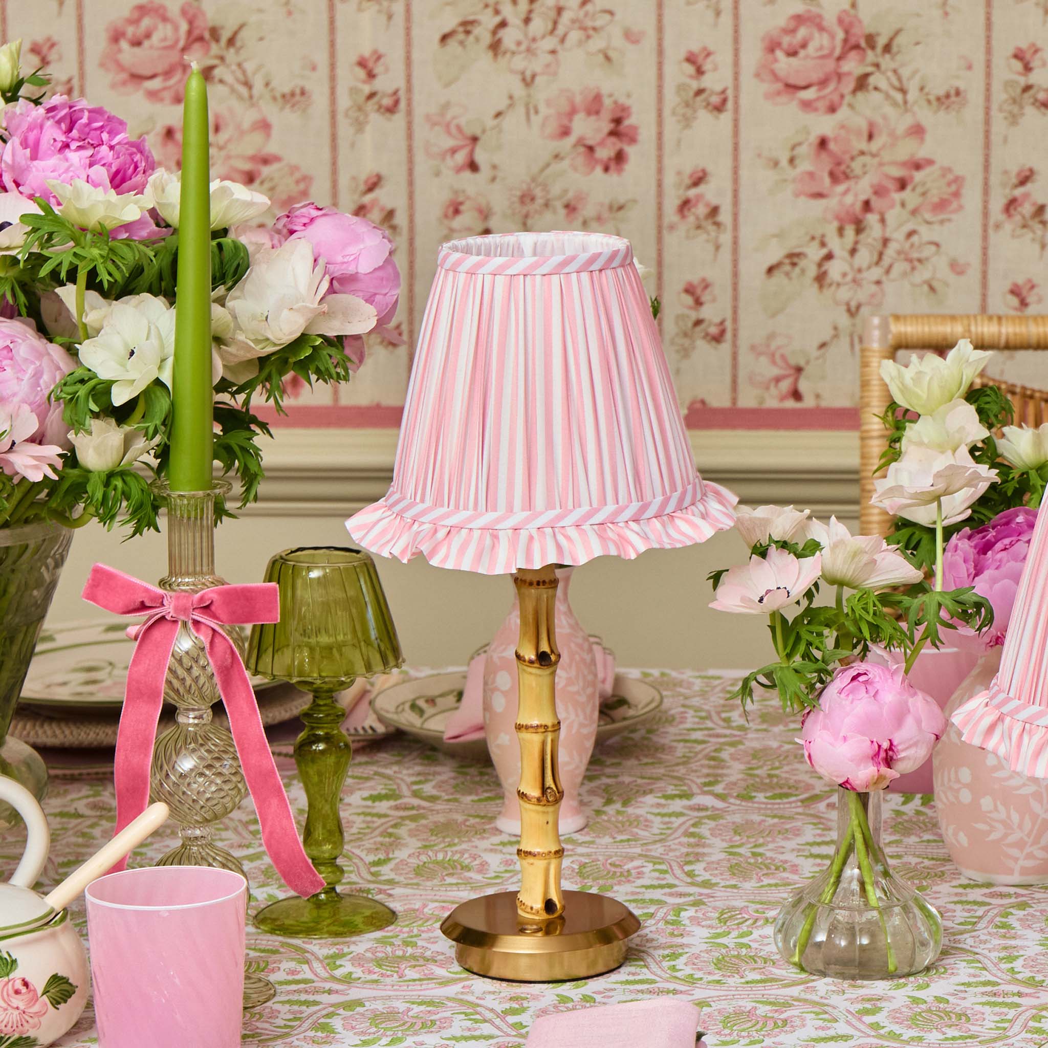 Pink Striped Ruffle Lampshade (18cm) - Image 5
