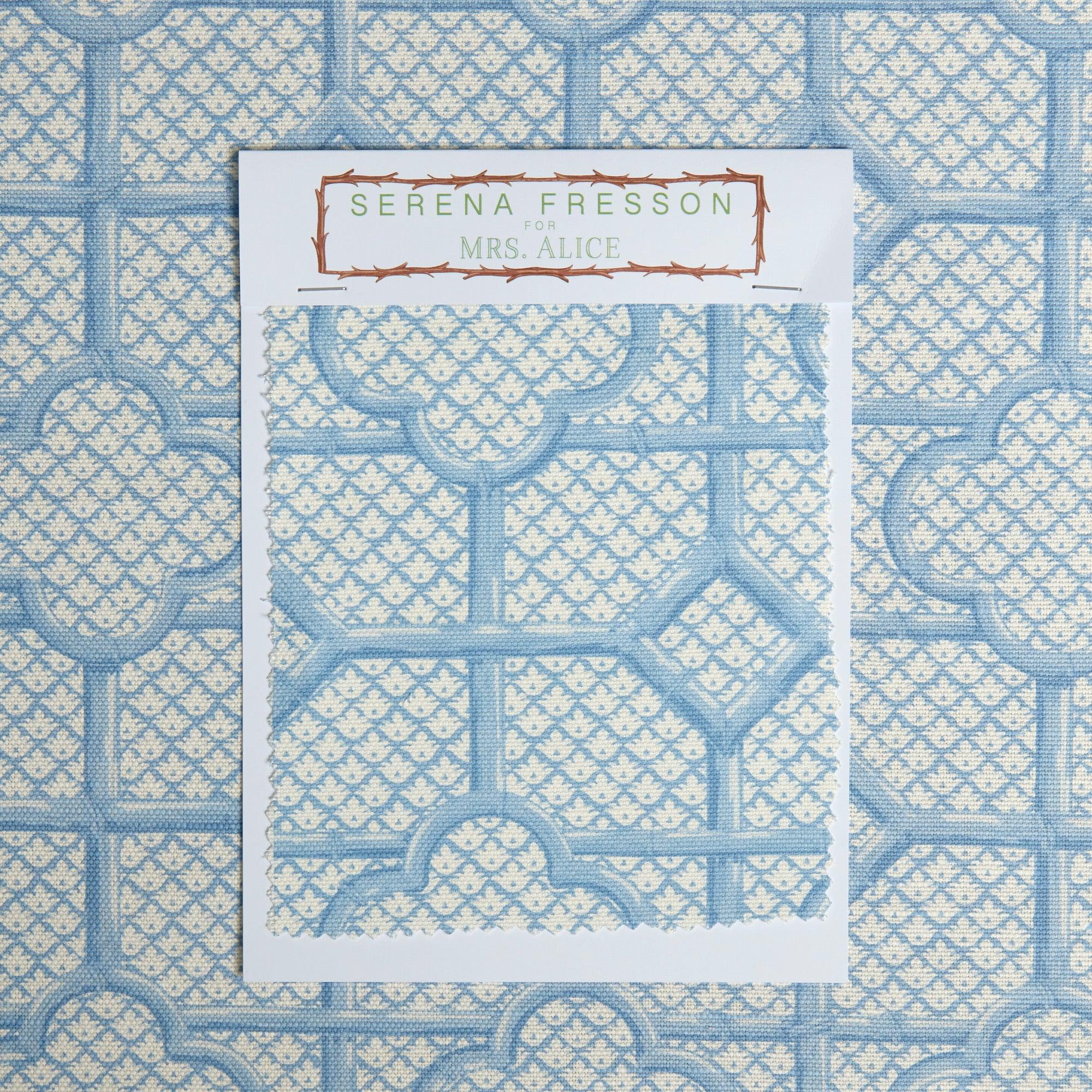 Blue Bamboo Trellis Fabric - Image 8