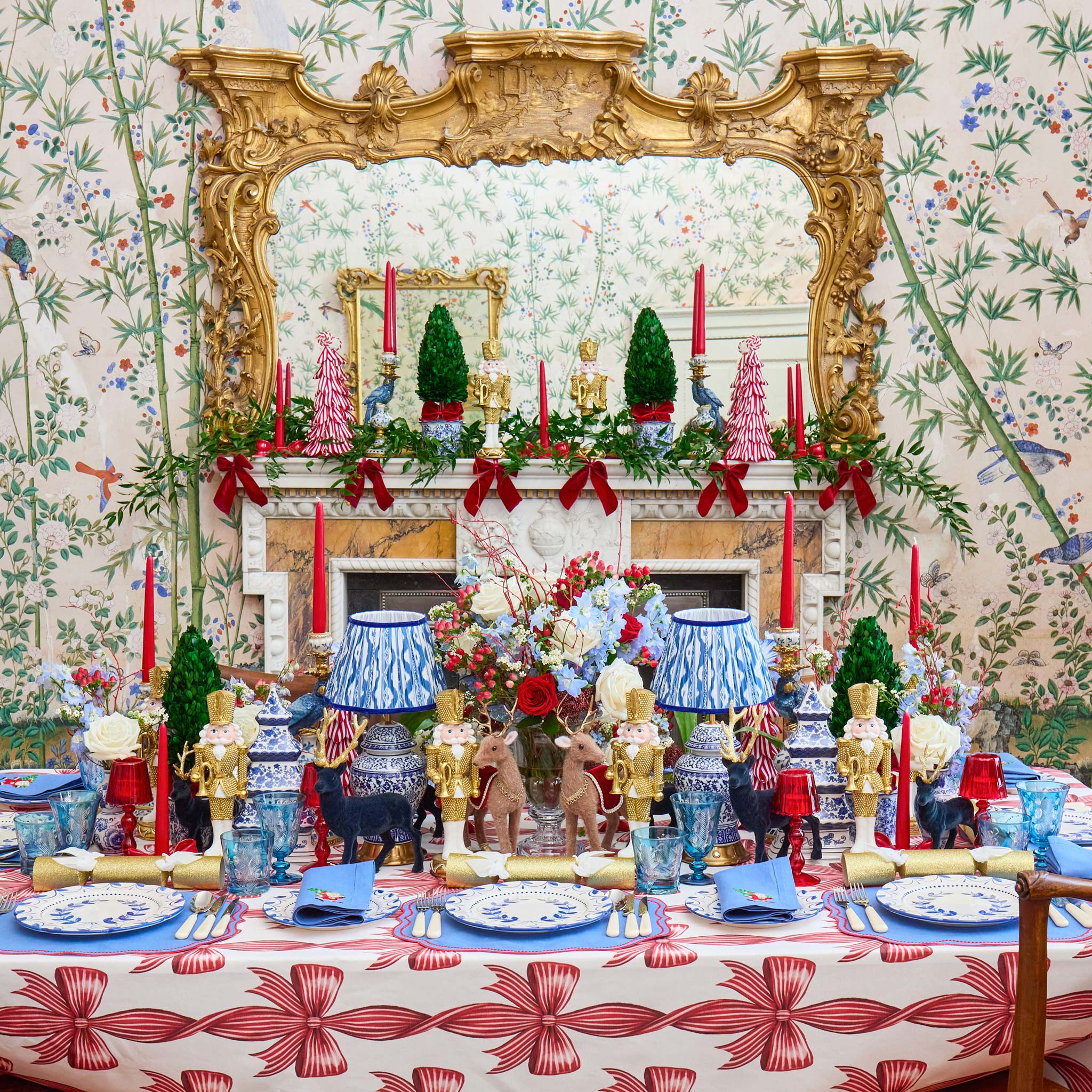 Chinoiserie Rechargeable Lamp & Cobalt Ikat Shade (22cm) - Image 3