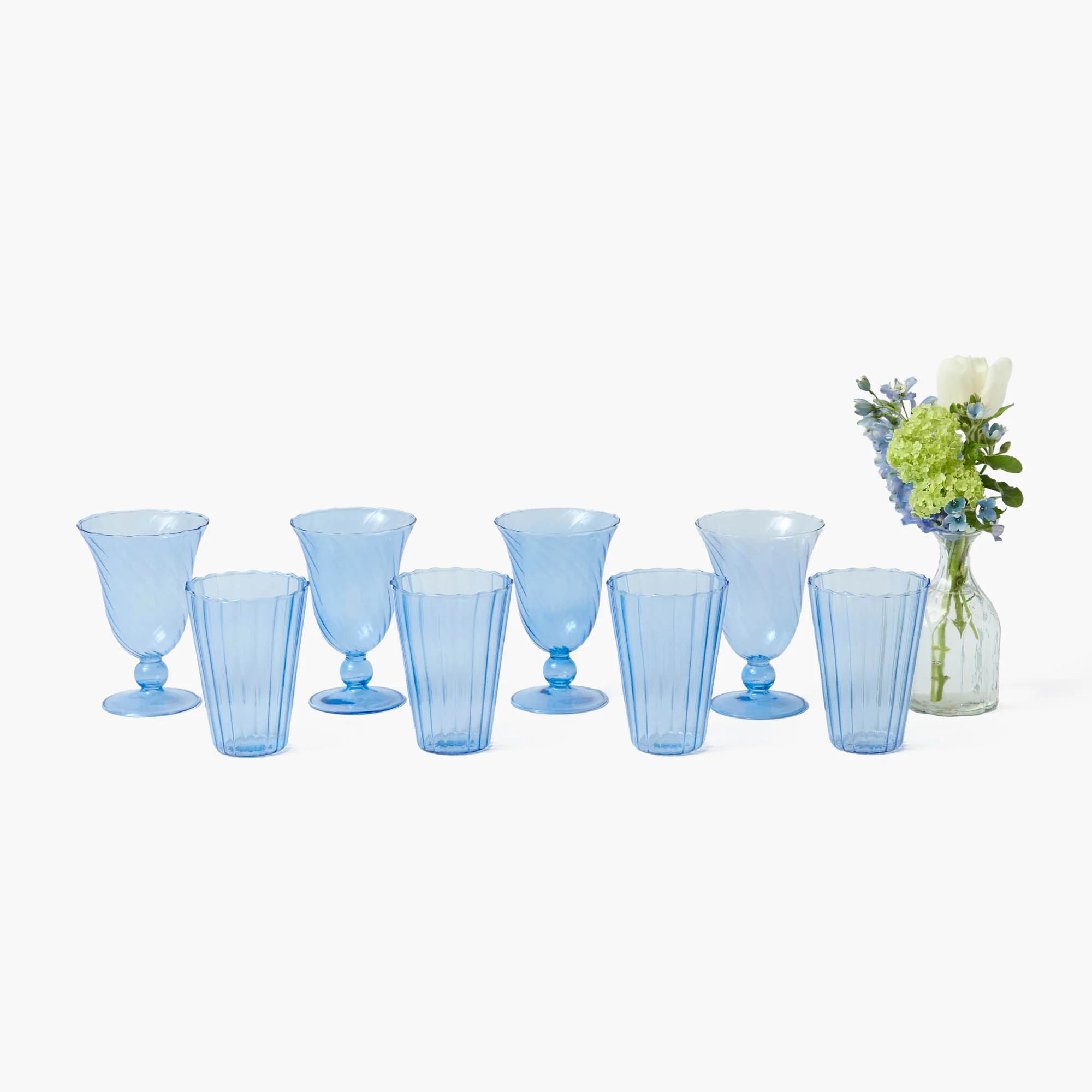 Blue Fluted Glassware (Set of 8) - Image 4
