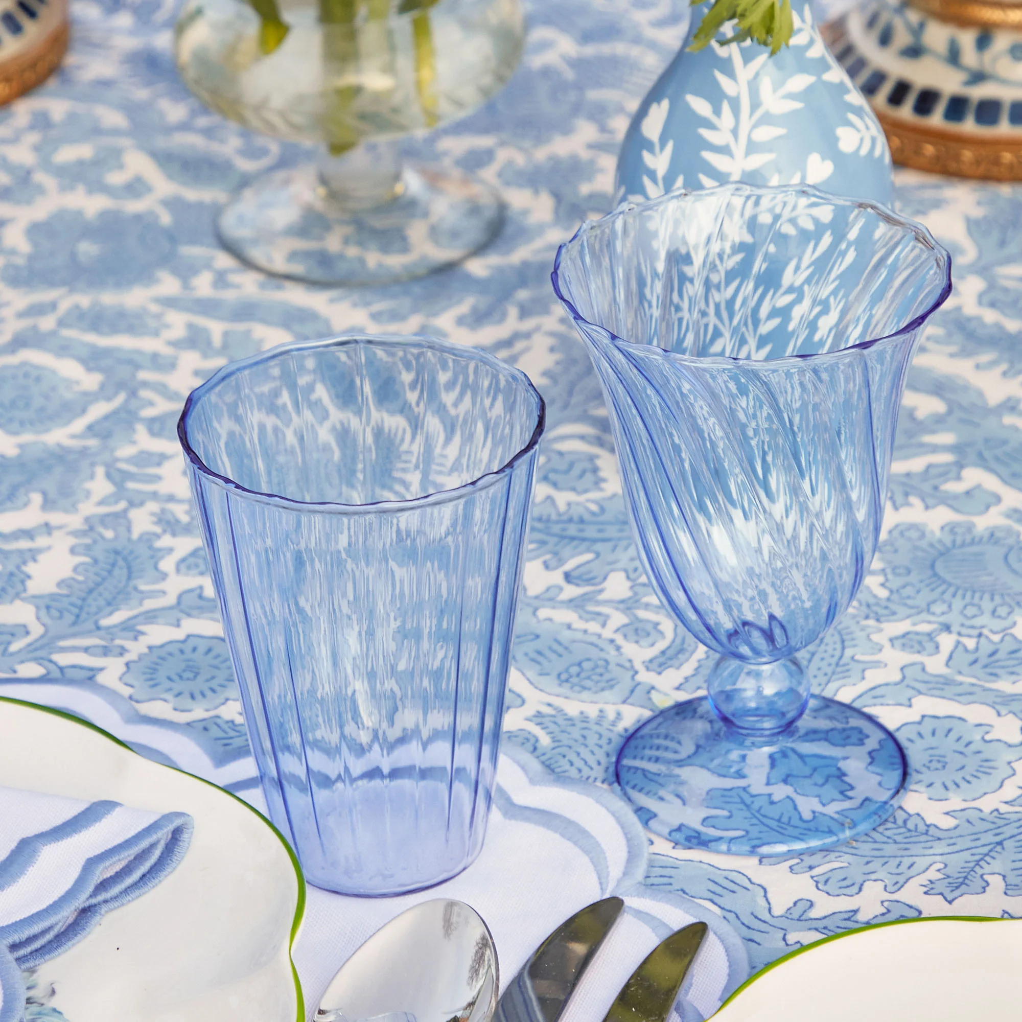Blue Fluted Glassware (Set of 8) - Image 5