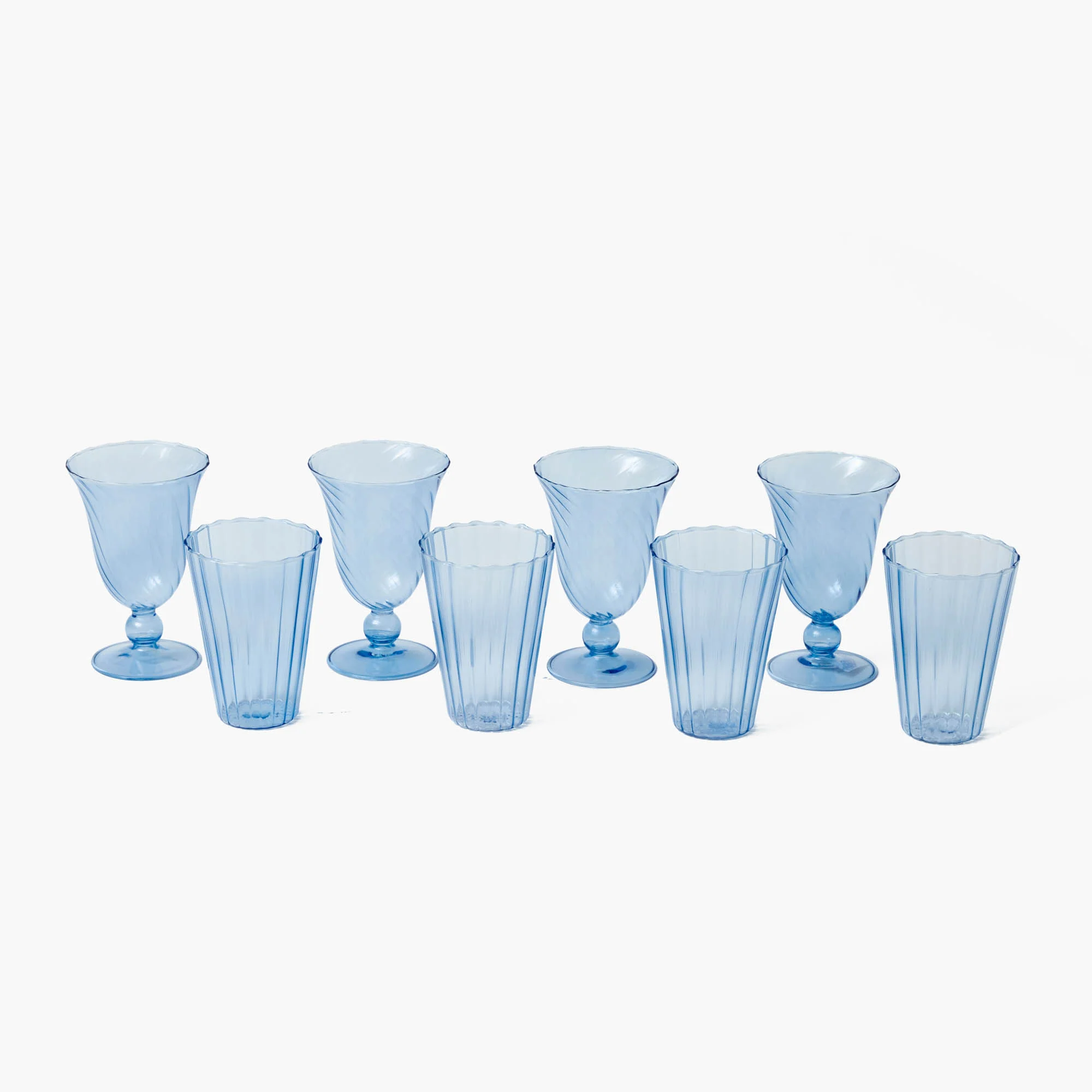 Blue Fluted Glassware (Set of 8) - Image 7