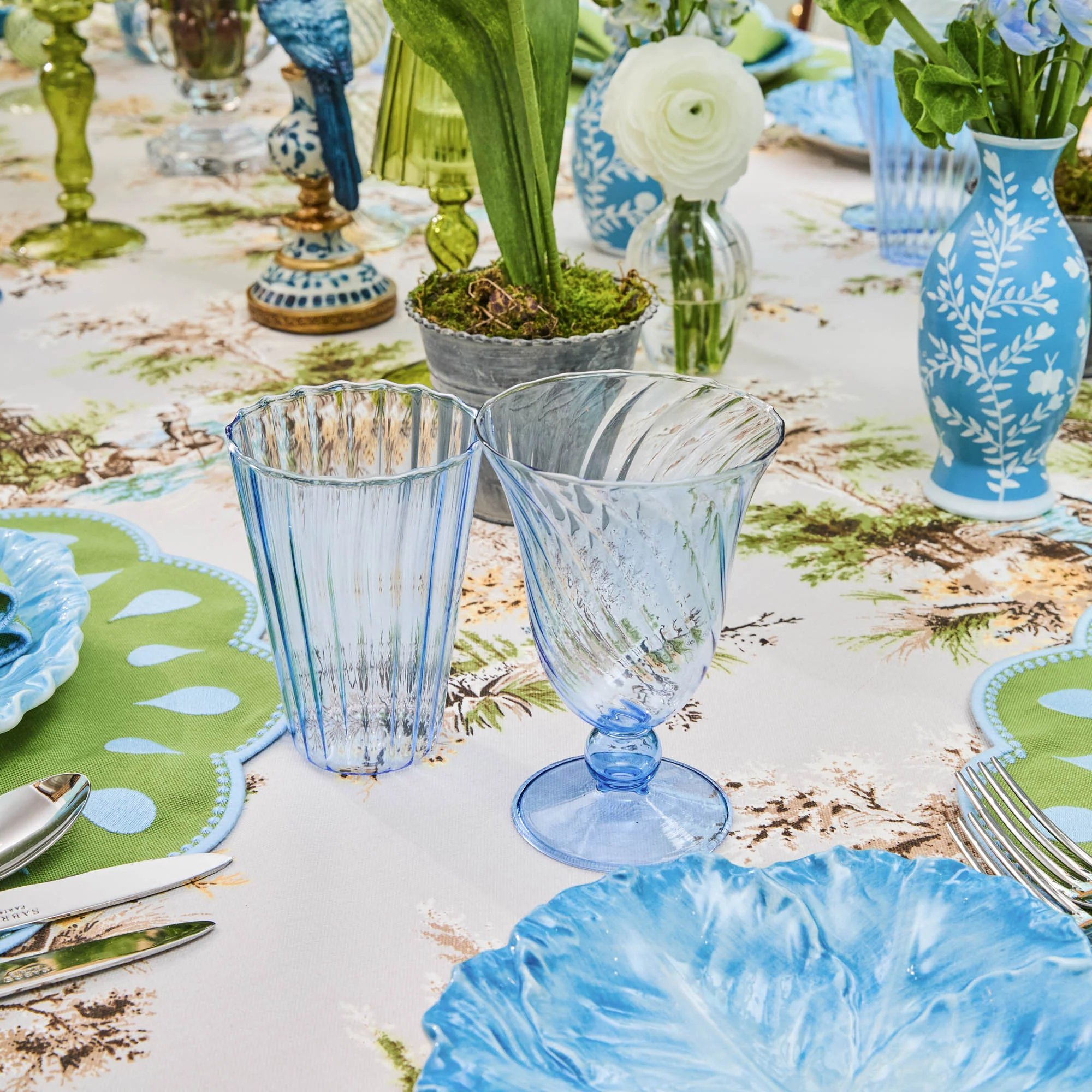 Blue Fluted Glassware (Set of 8) - Image 9