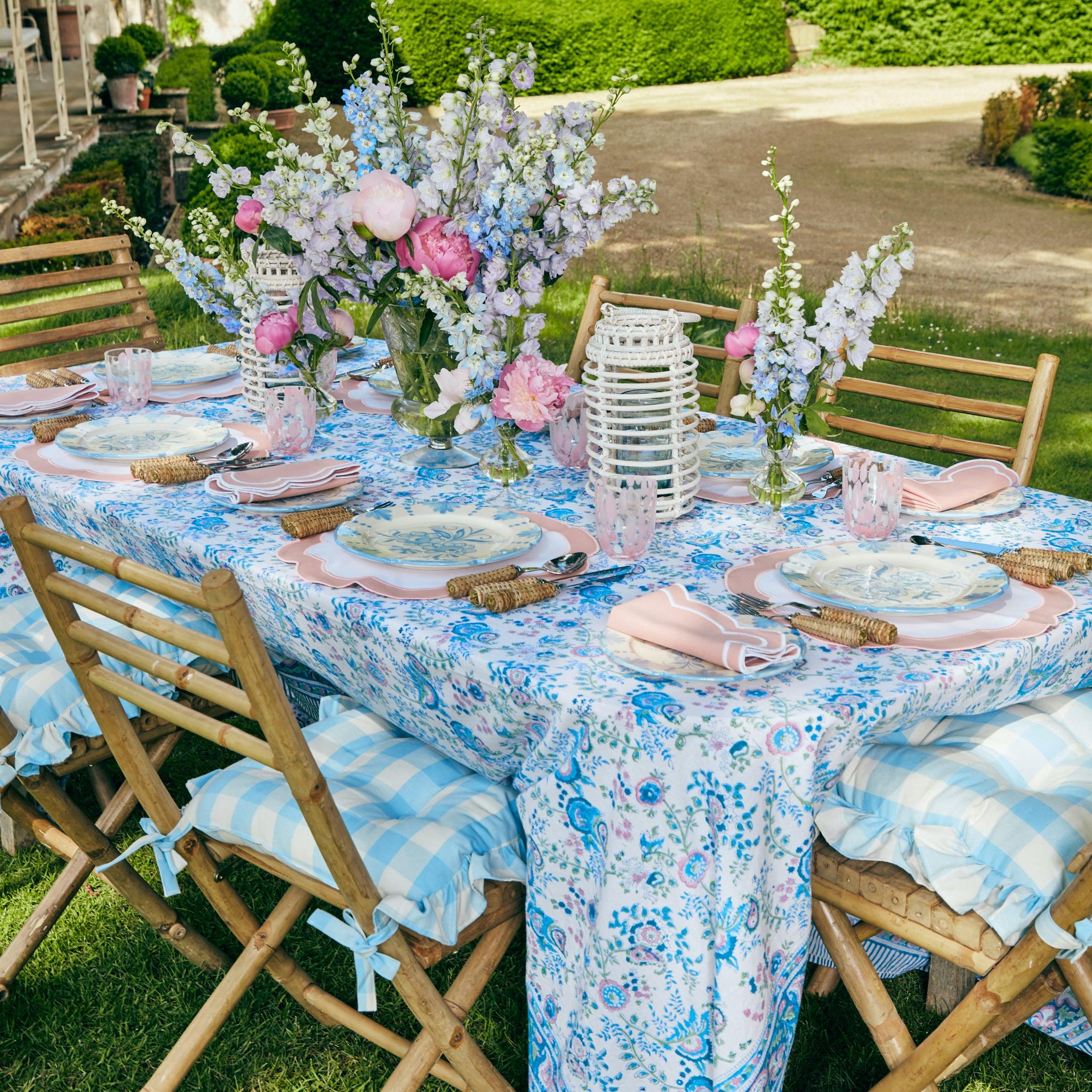 Blue Gingham Ruffle Seat Pad Cushion - Image 7