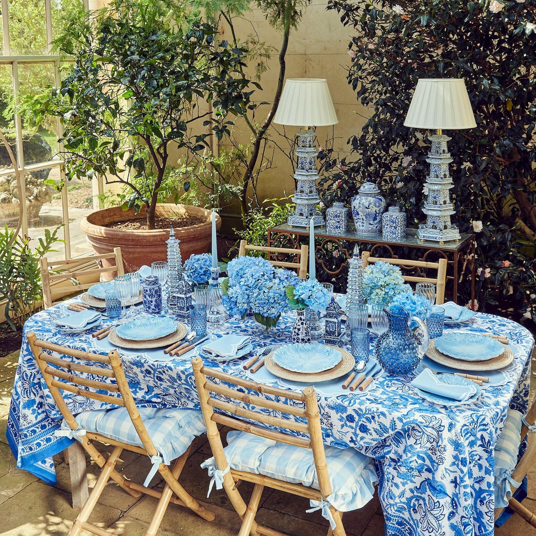 Blue Gingham Ruffle Seat Pad Cushion - Image 9