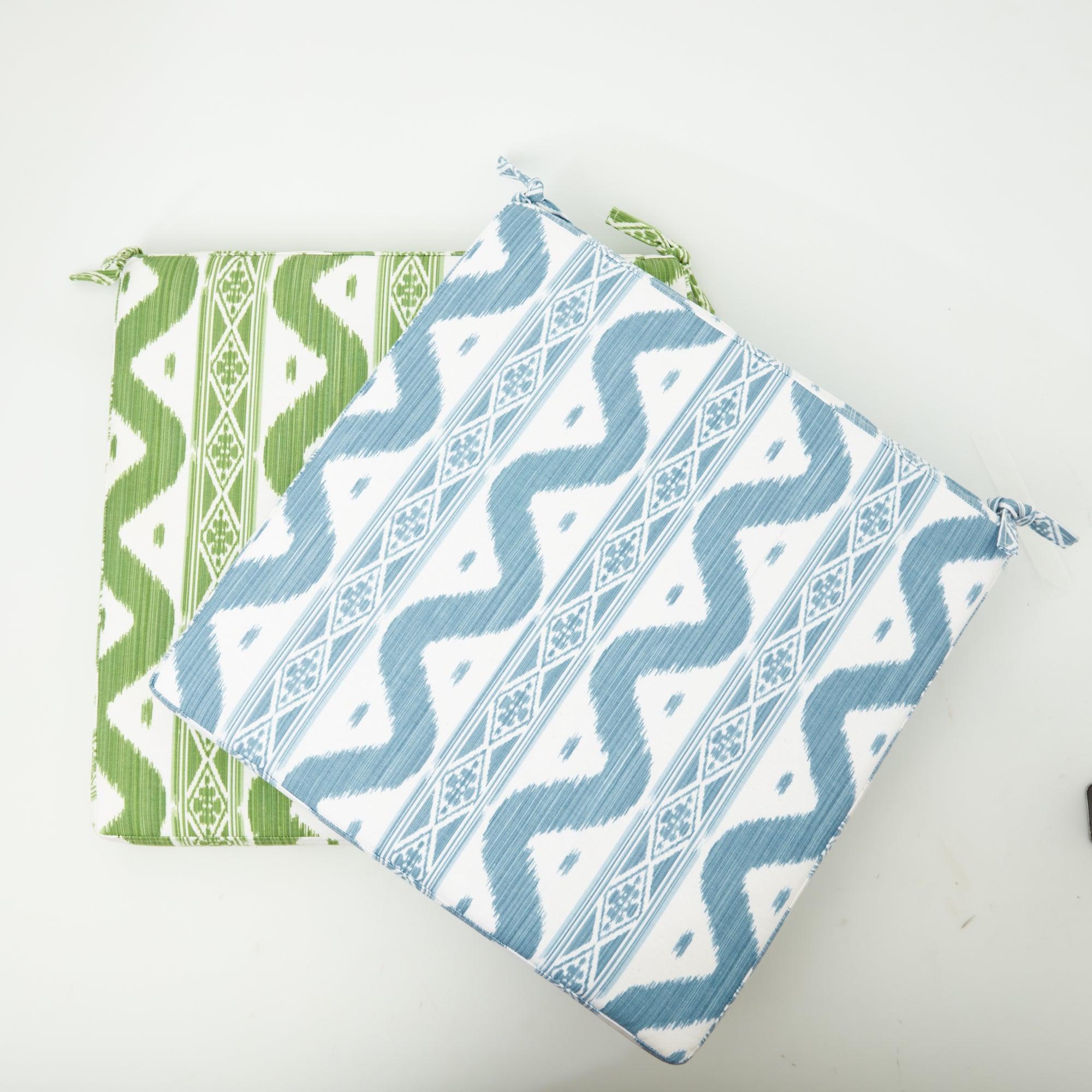 Blue Ikat Seat Pad Cushion - Image 8