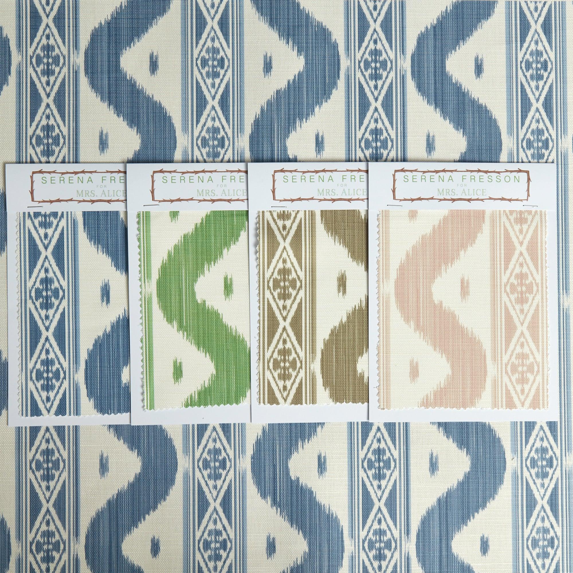 Blue Ikat Stripe Fabric - Image 5