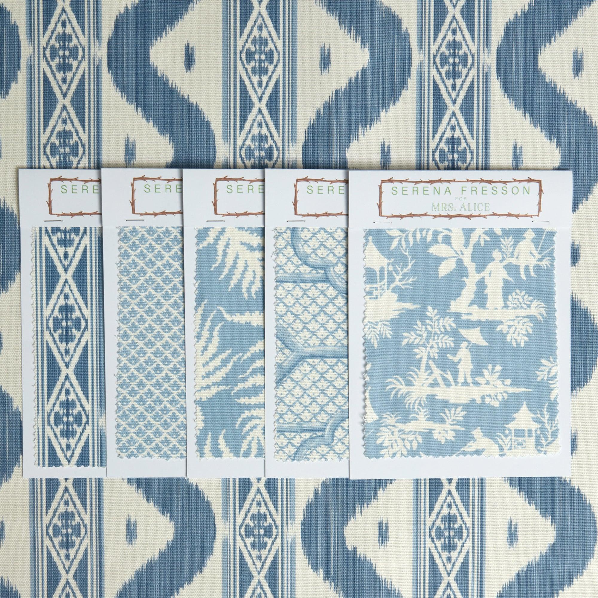 Blue Ikat Stripe Fabric - Image 7