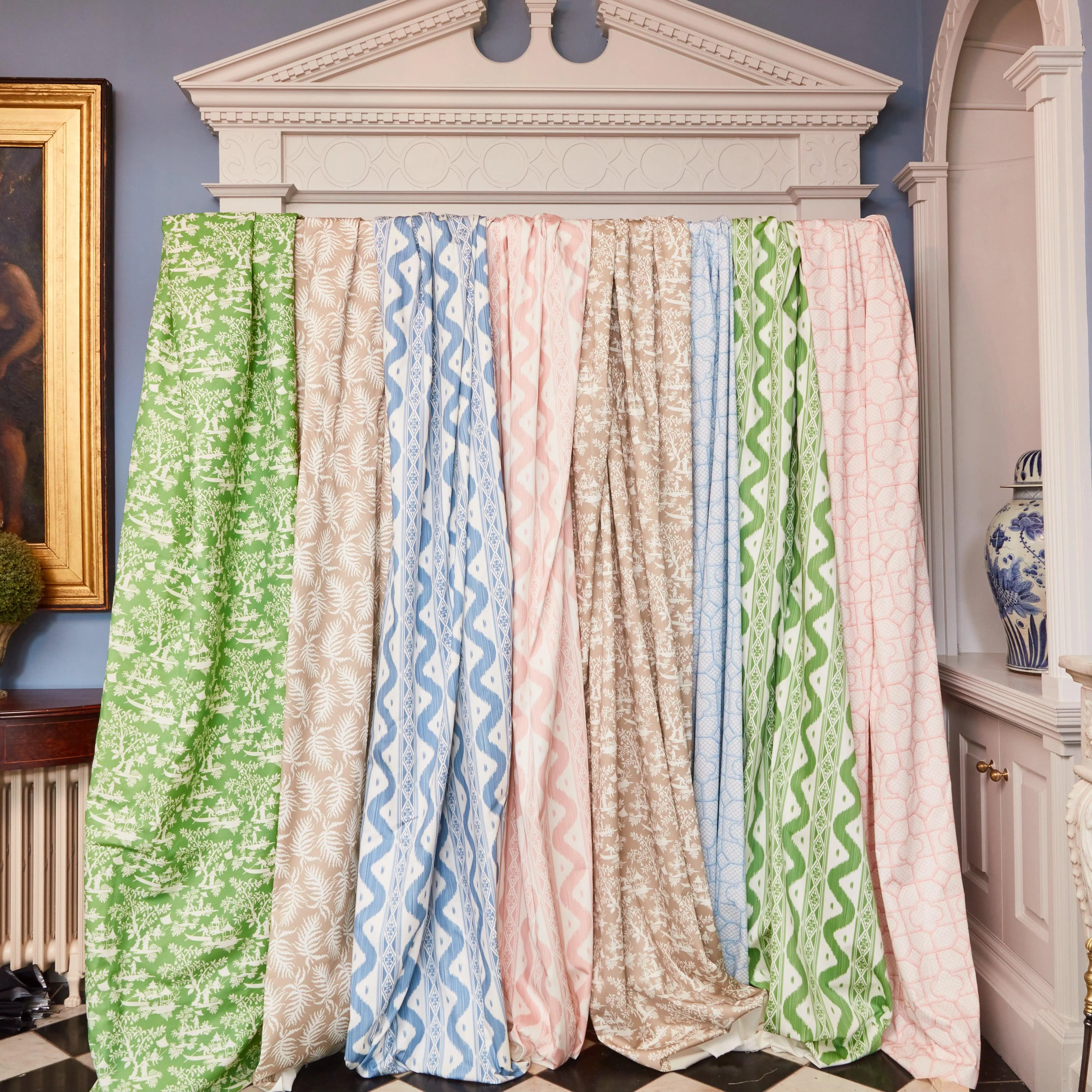 Blue Ikat Stripe Fabric - Image 8