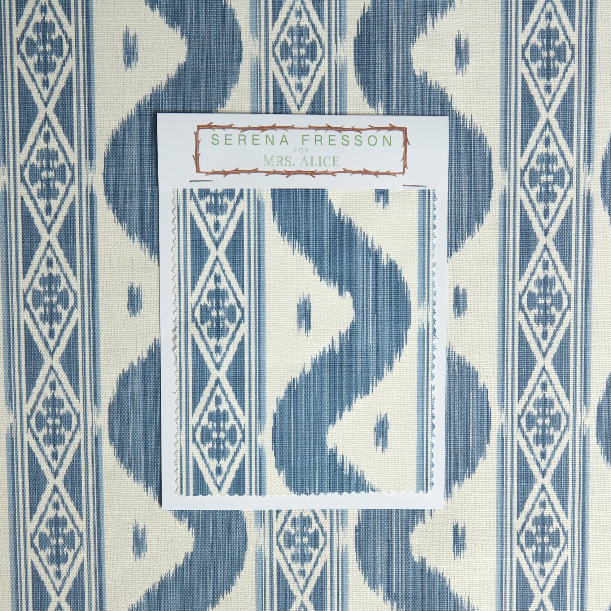 Blue Ikat Stripe Fabric - Image 9
