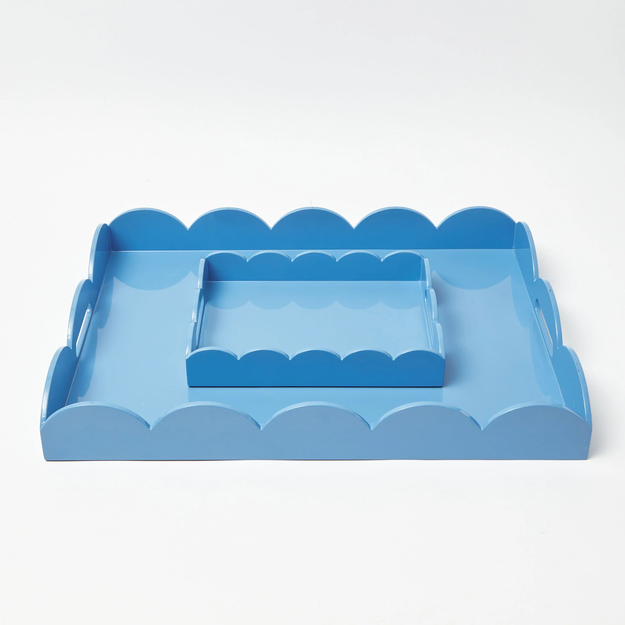 Small Blue Lacquer Scalloped Tray - Image 11