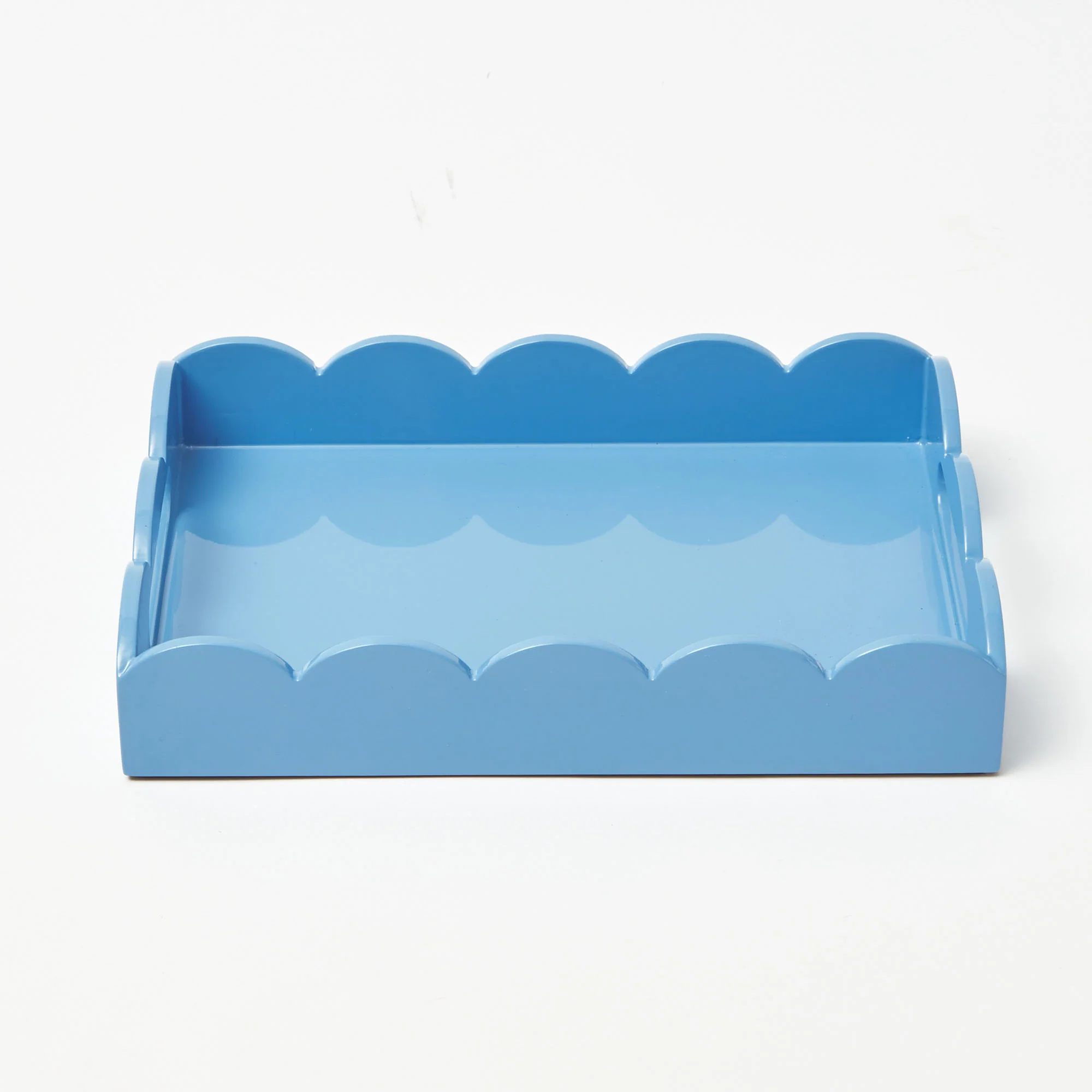 Small Blue Lacquer Scalloped Tray - Image 4