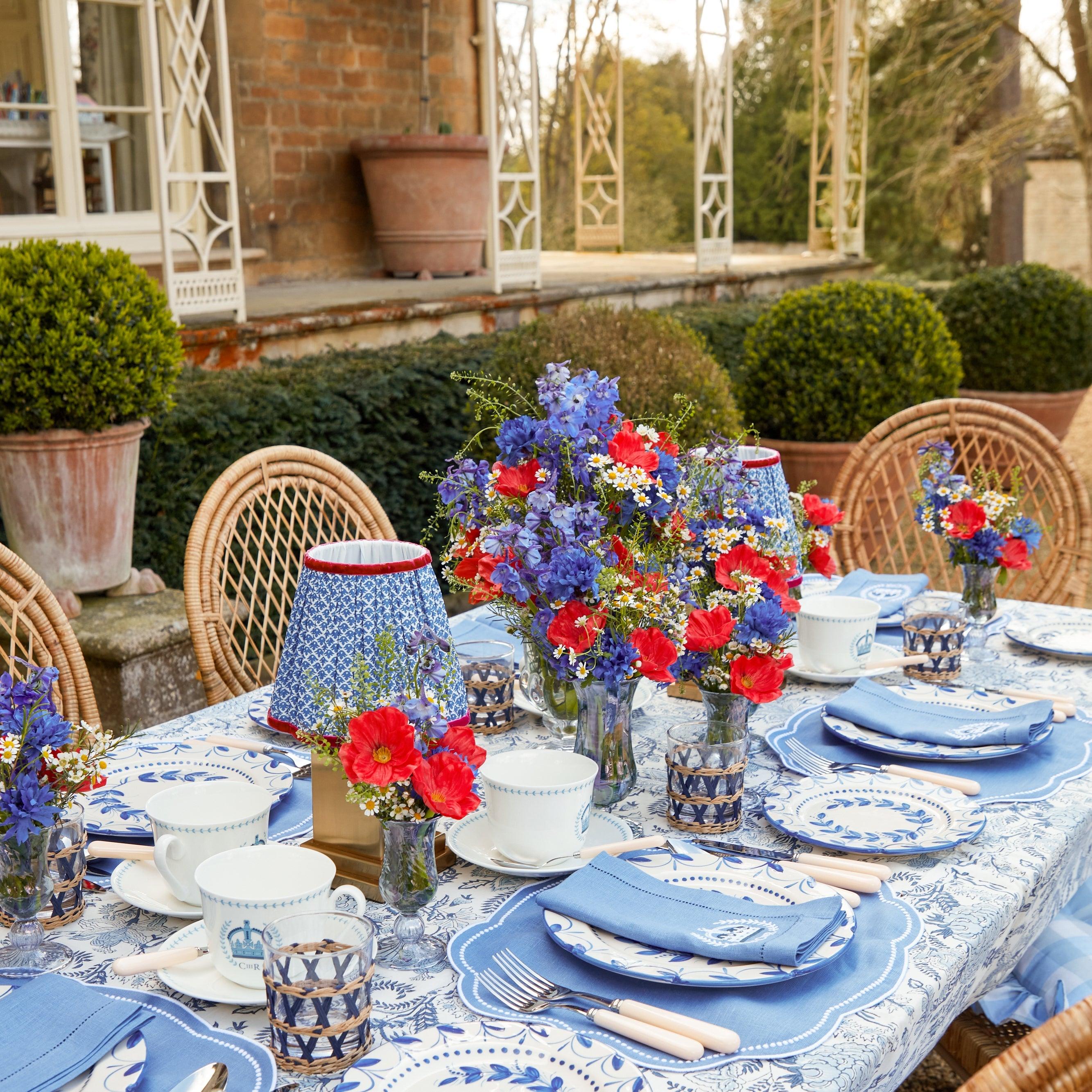 Cobalt & Red Lotus Lampshade (18cm) - Image 12