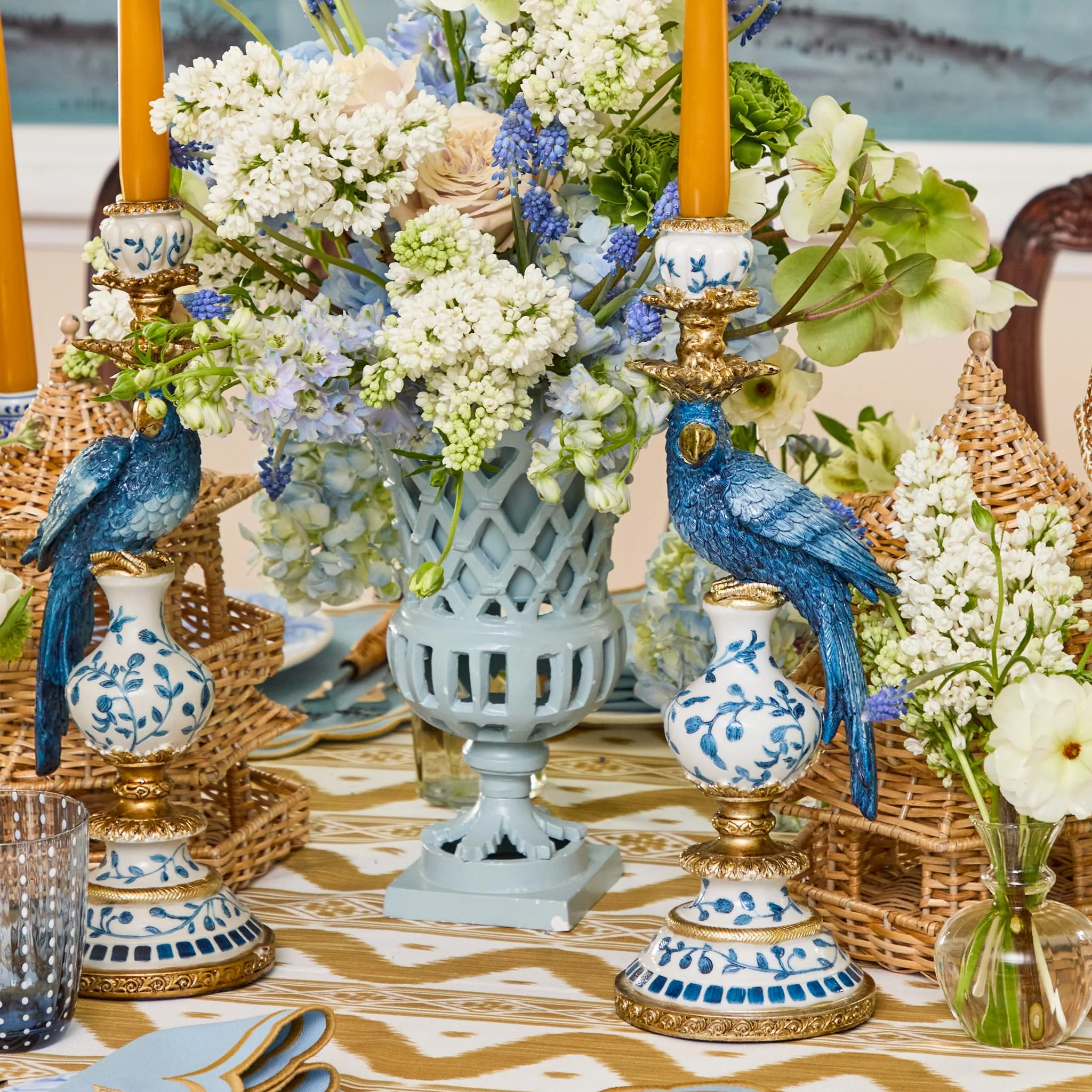 Small Adelaide Soft Blue Lattice Urn Vase - Image 13