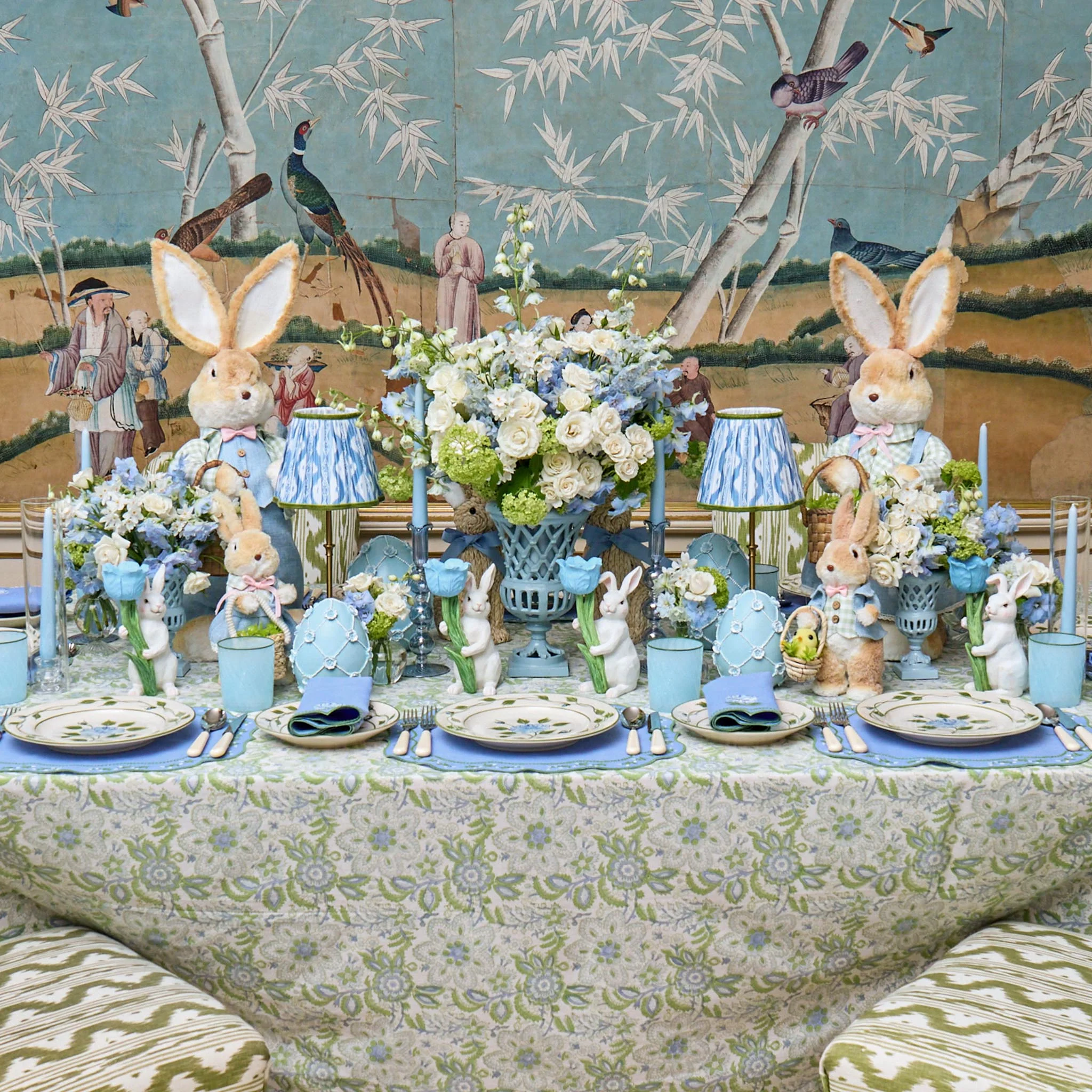 Small Adelaide Soft Blue Lattice Urn Vase - Image 3