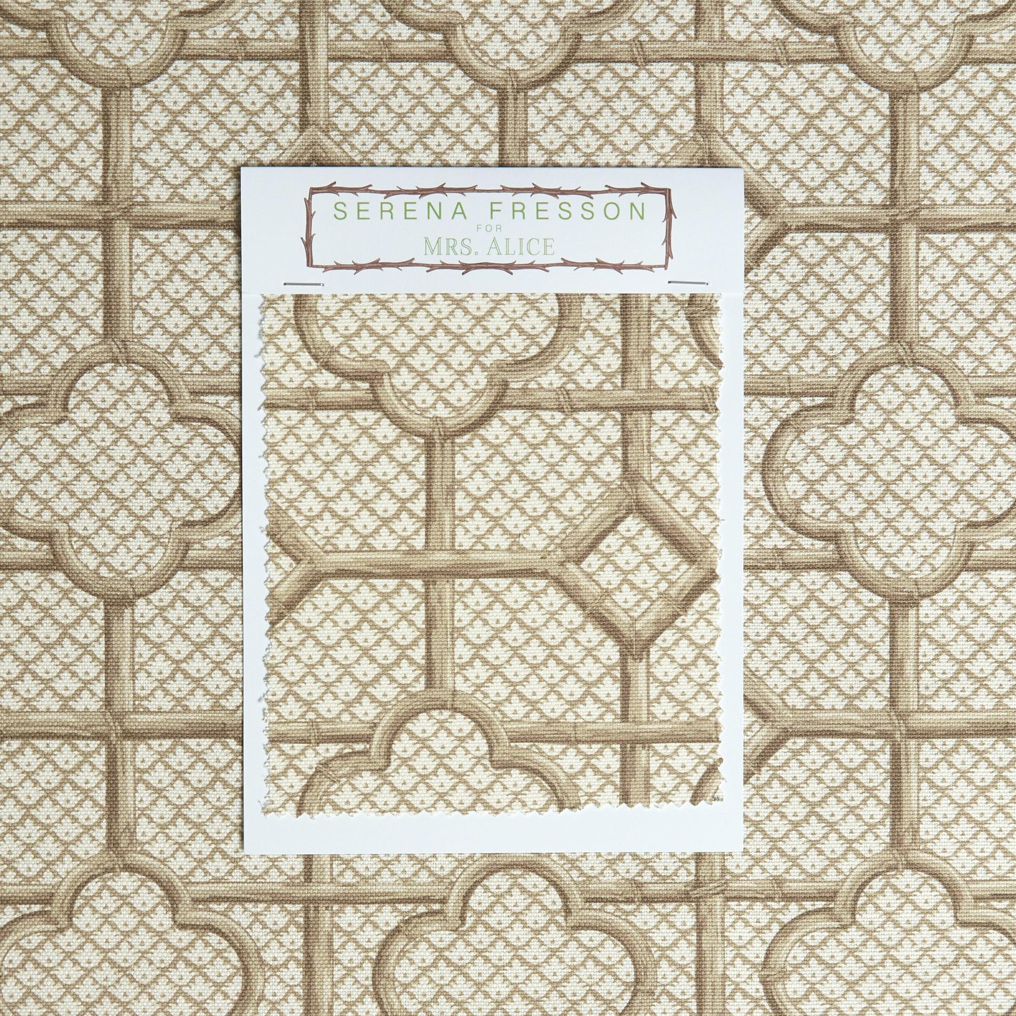 Putty Bamboo Trellis Fabric - Image 5
