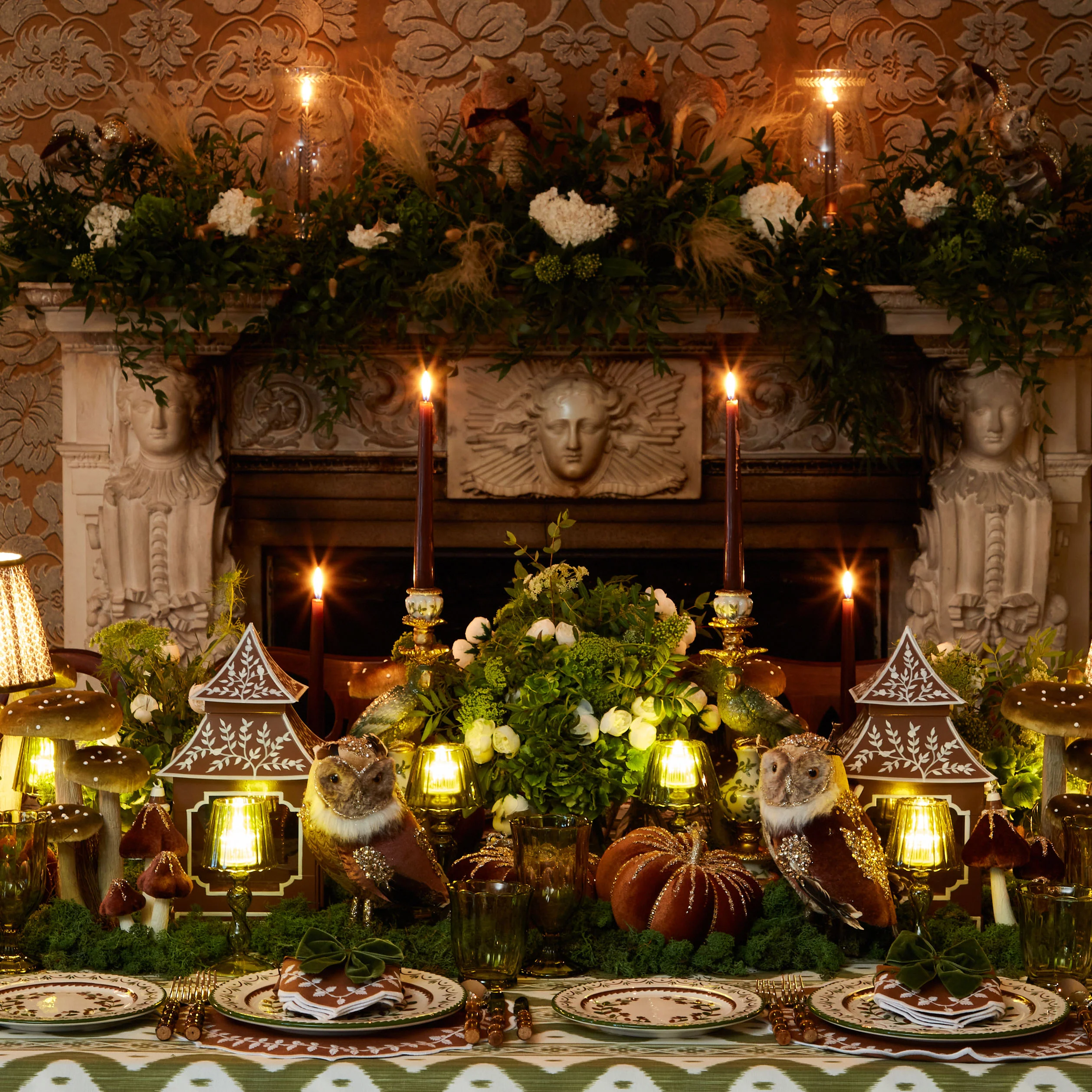 Burnt Bamboo Rechargeable Lamp with Chocolate & Olive Lotus Shade (18cm) - Image 4