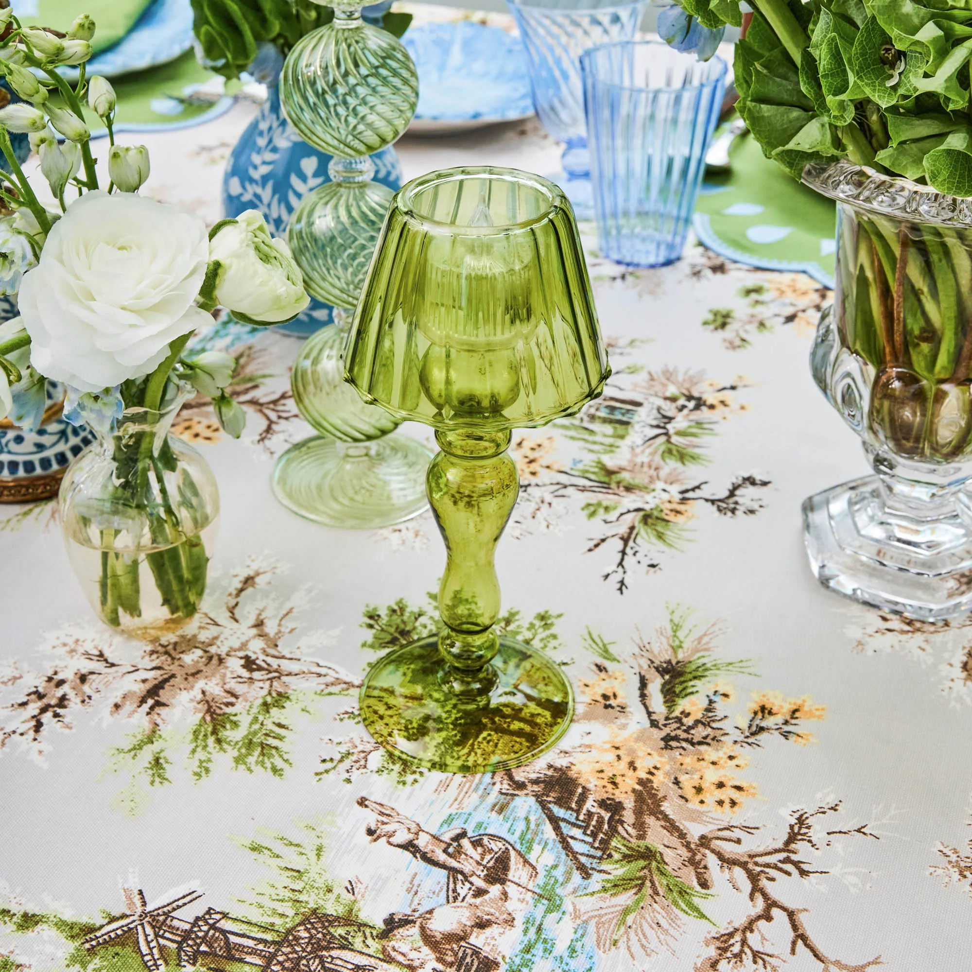 Olive Glass Lantern Tea Light Holder (Pair) - 24 cm - Image 23