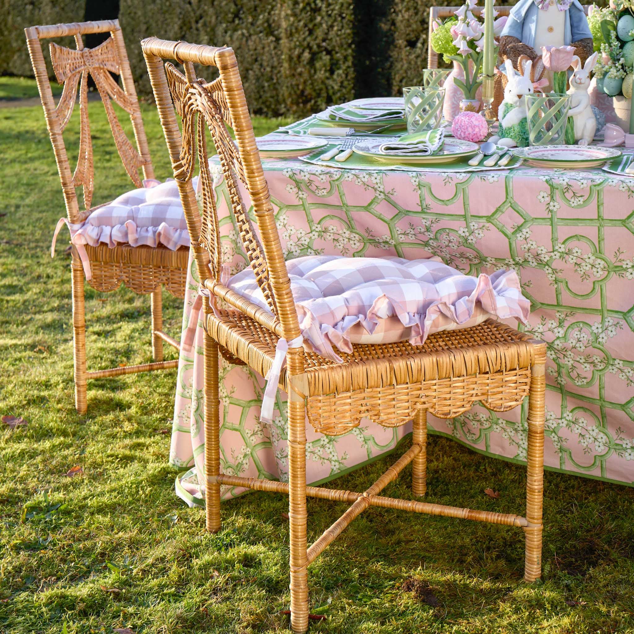 Pink Gingham Ruffle Seat Pad Cushion - Image 4