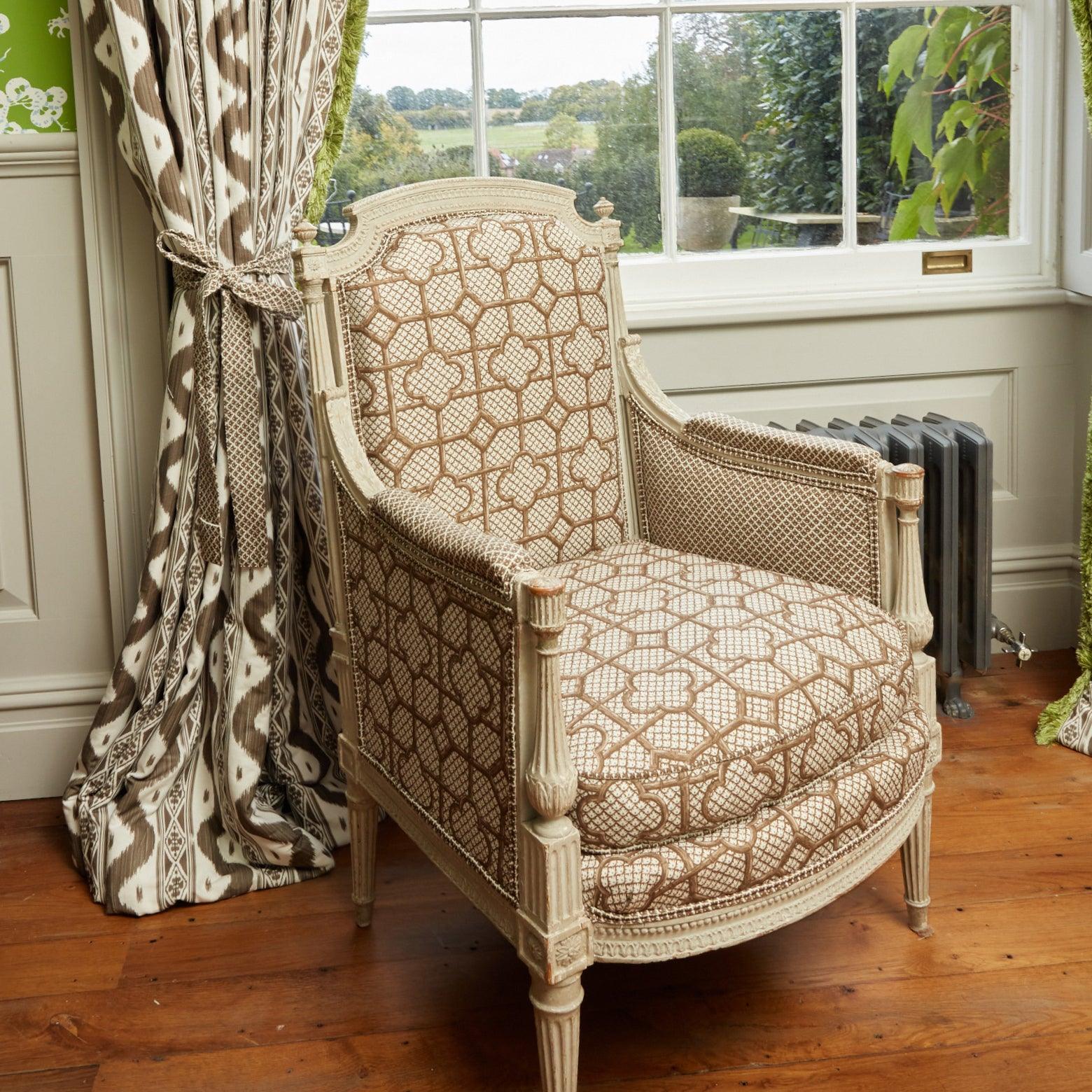 Chestnut Brown Bamboo Trellis Fabric - Image 3