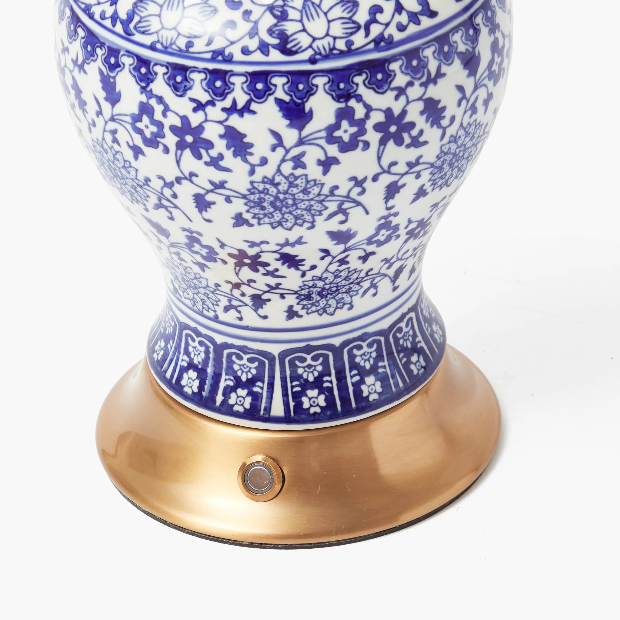 Chinoiserie Rechargeable Lamp & Cobalt Ikat Shade (22cm) - Image 4