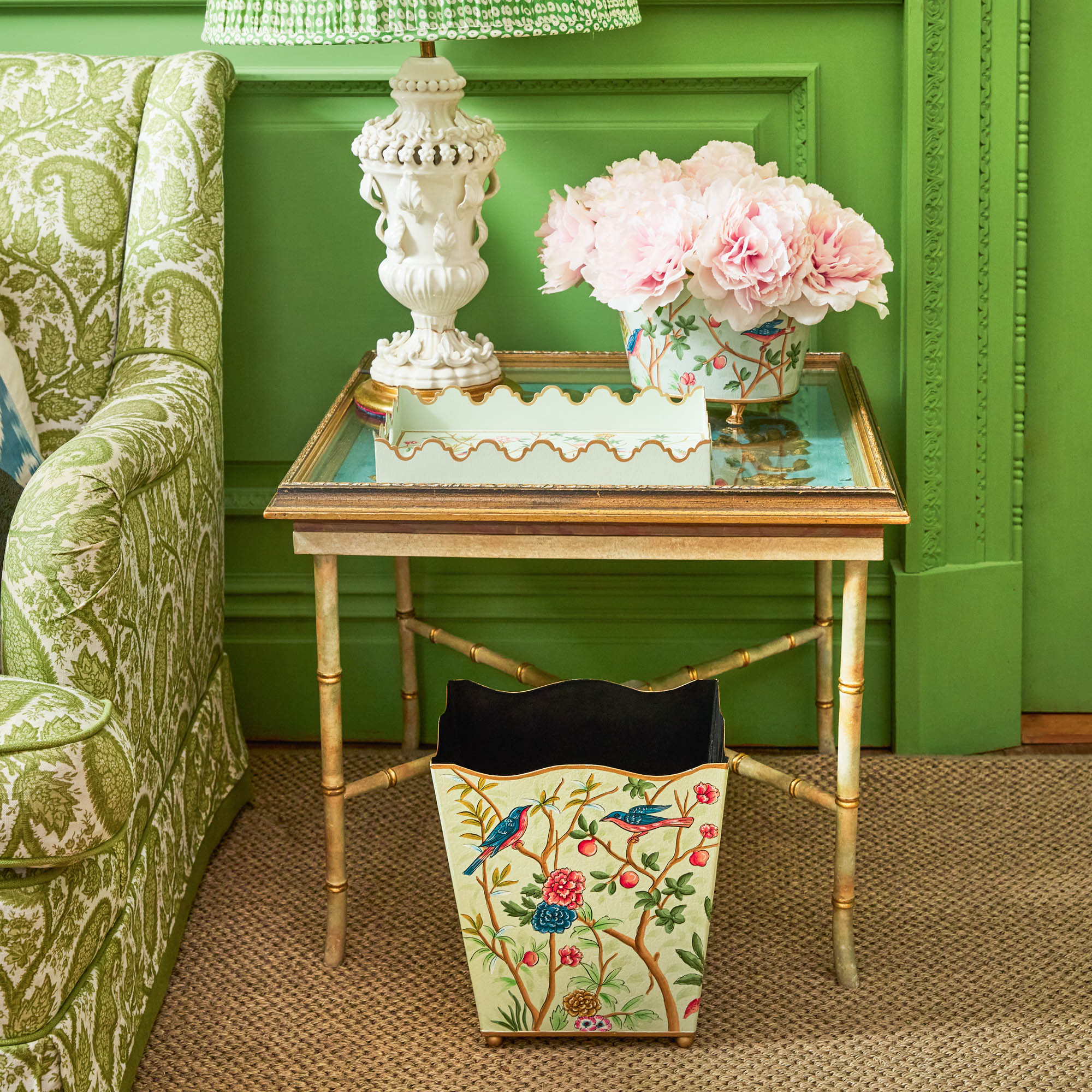 Chinoiserie Tole Waste Paper Bin - Image 4