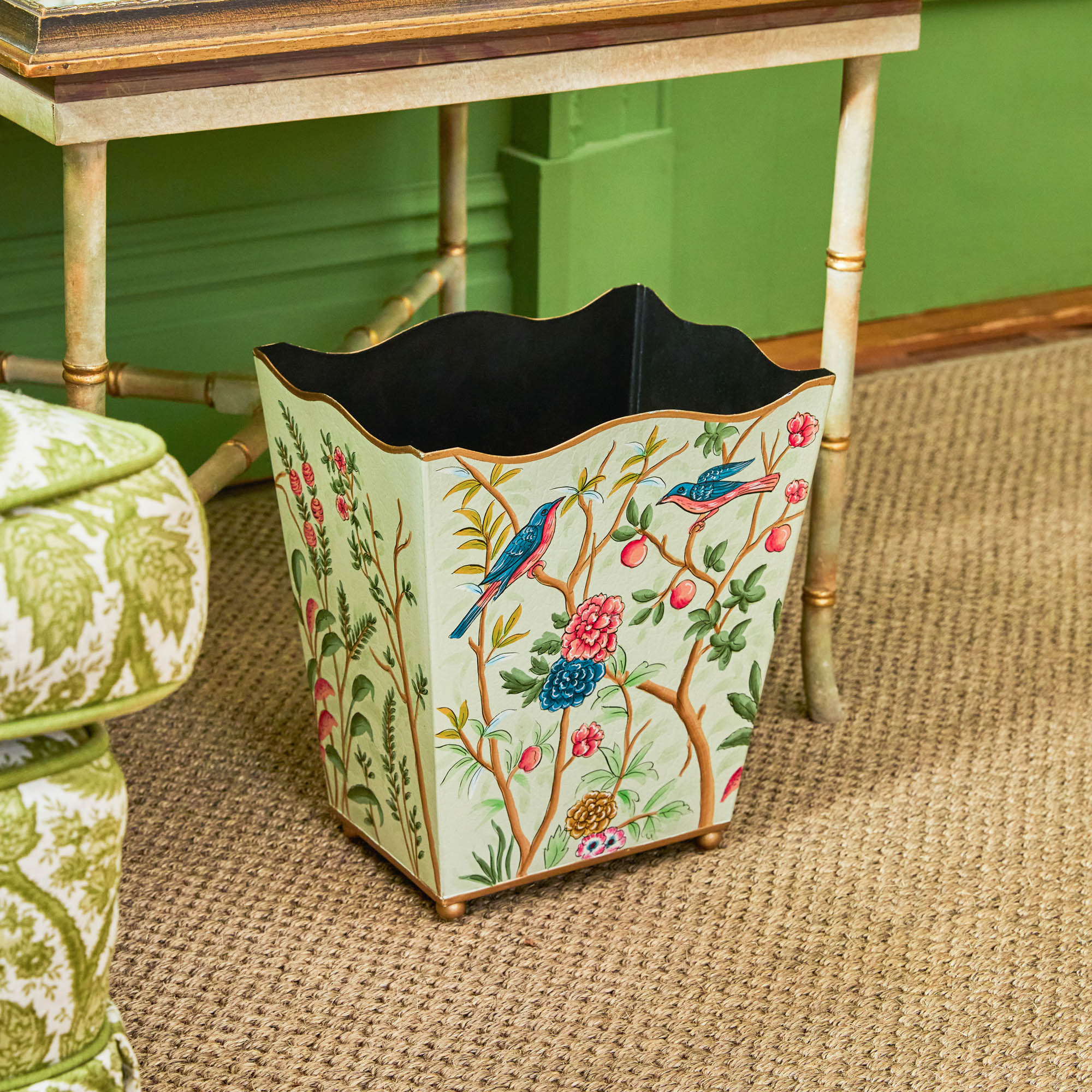 Chinoiserie Tole Waste Paper Bin - Image 6
