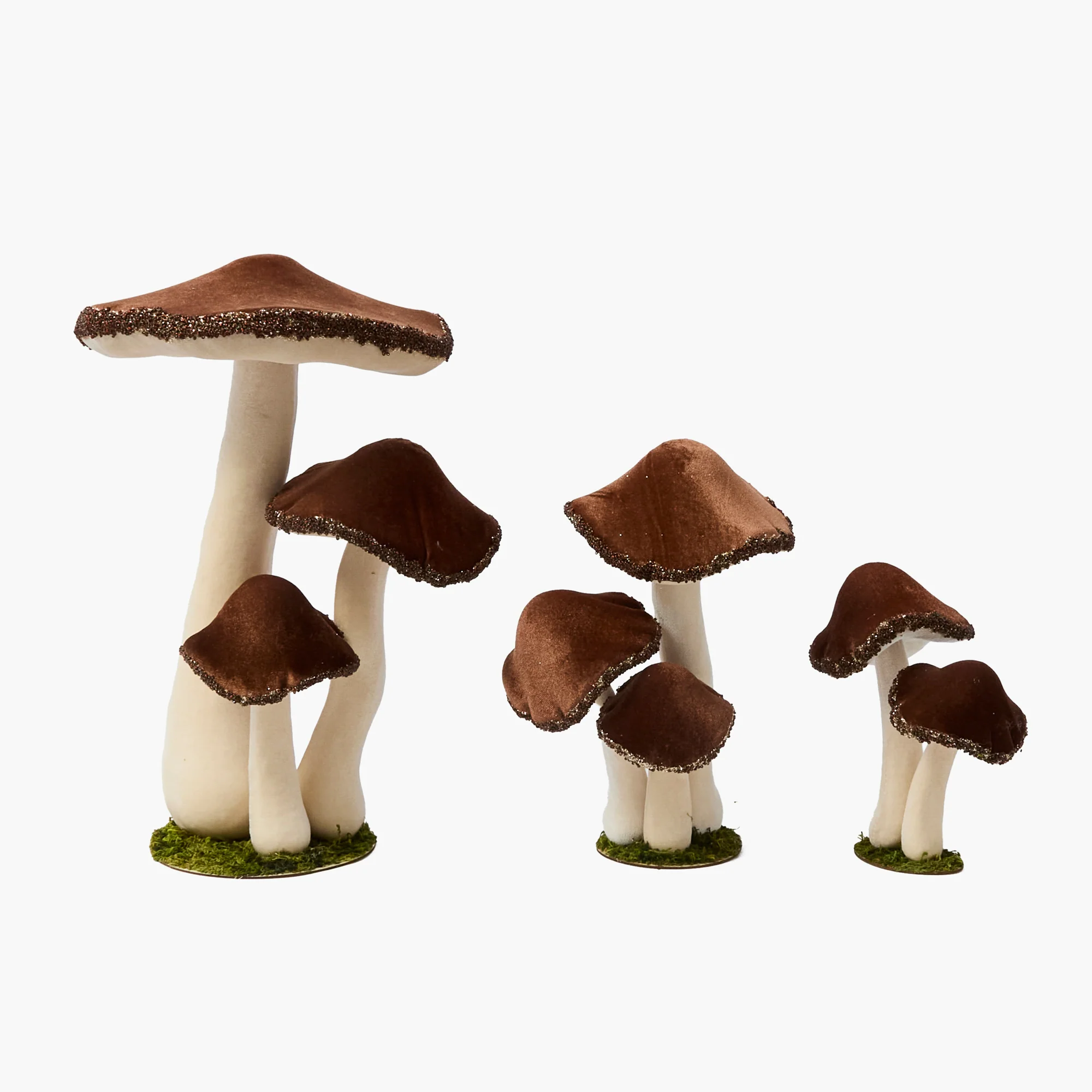 Tall Chocolate Beaded Velvet Mushrooms (Pair) - Image 4