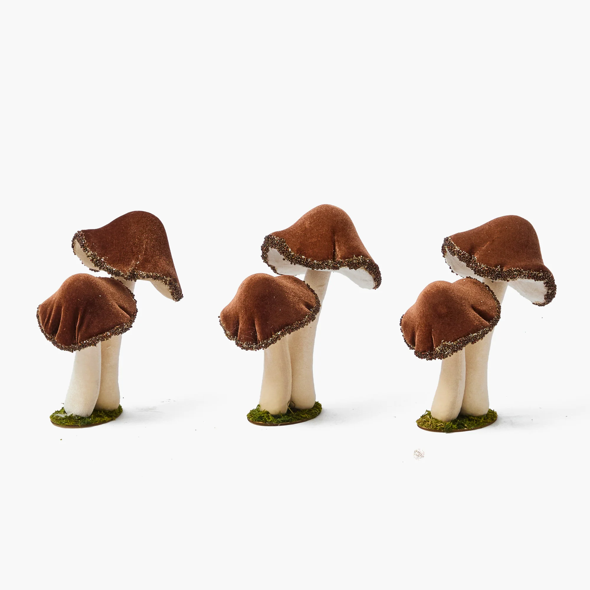 Chocolate Beaded Velvet Mushrooms (Set of 3) - Image 5