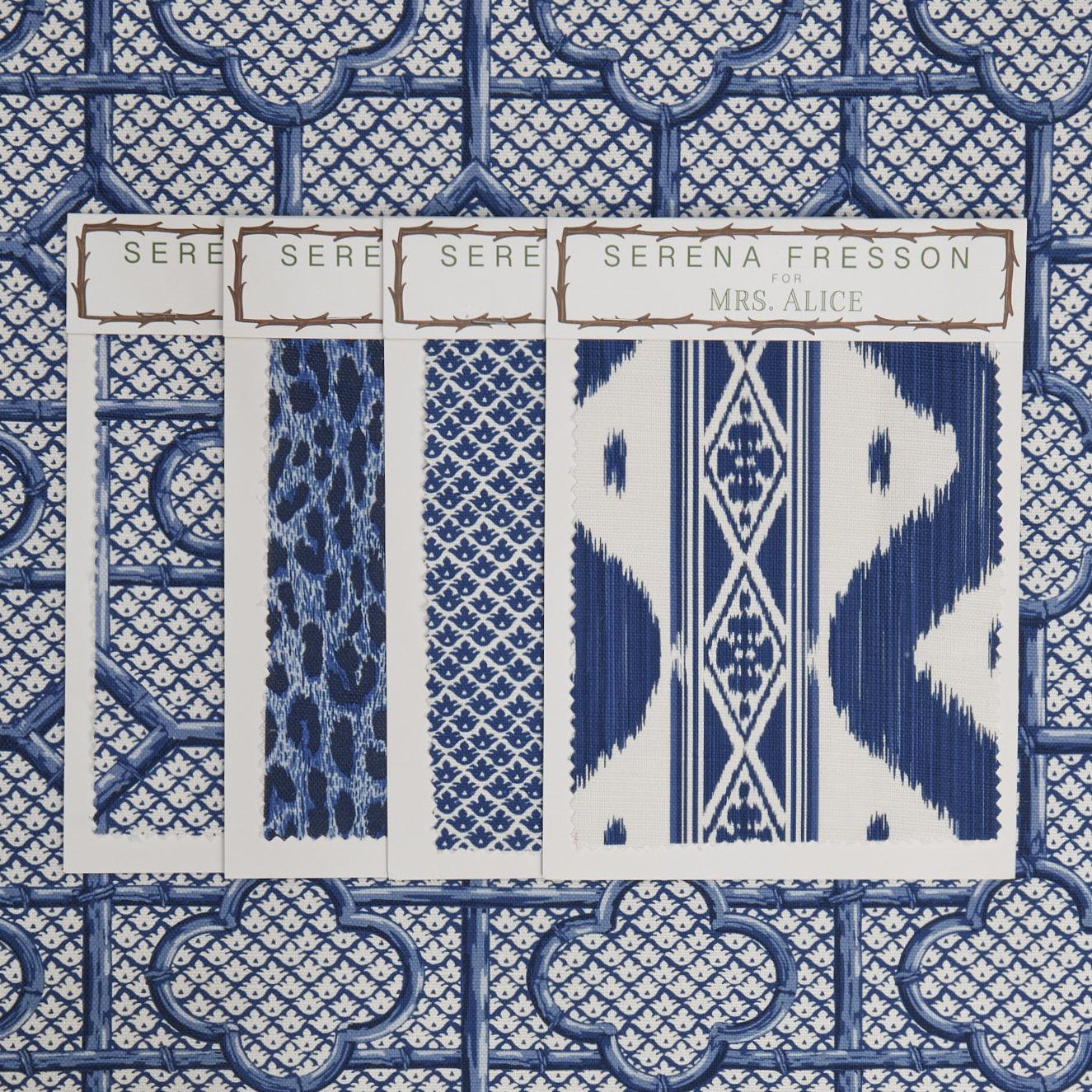 Cobalt Blue Bamboo Trellis Fabric - Image 6