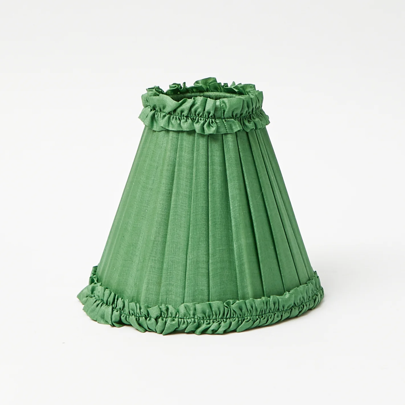 Rattan Ursula Rechargeable Lamp with Green Frilled Silk Shade (18cm) - Image 5