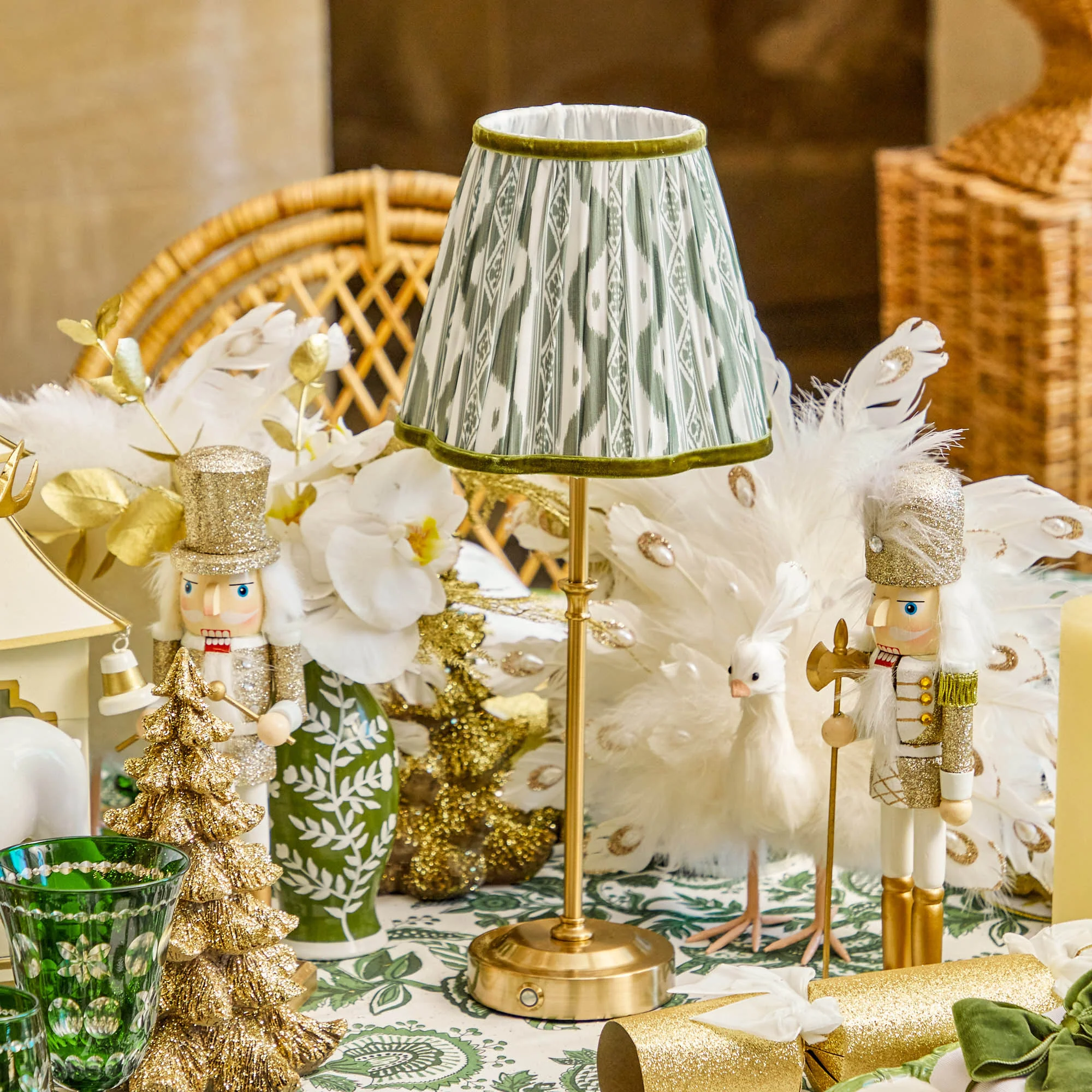 Olive Green Ikat Lampshade (18cm) - Image 17