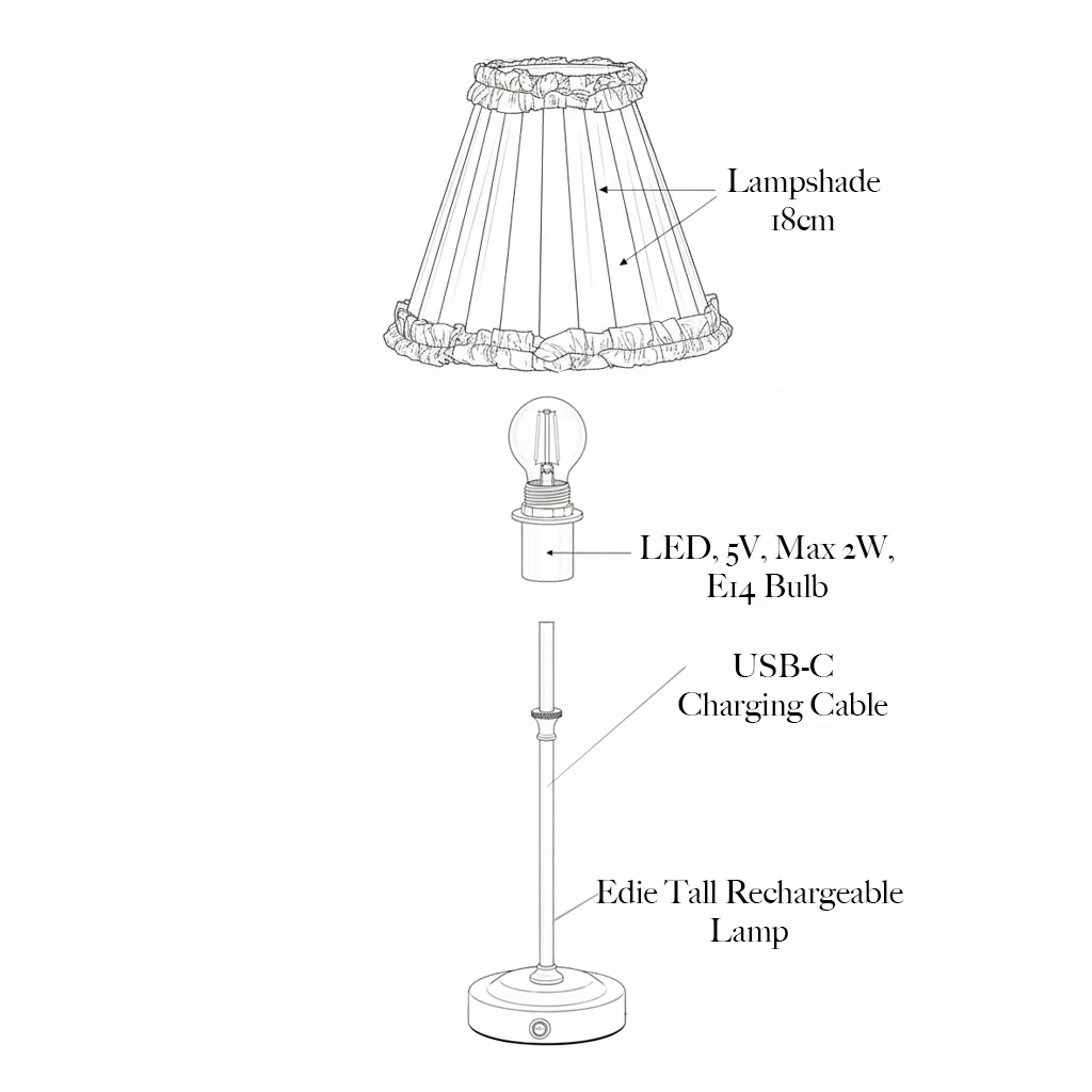 Edie Rechargeable Lamp with Olive & Chocolate Ikat Shade (18cm) - Image 11