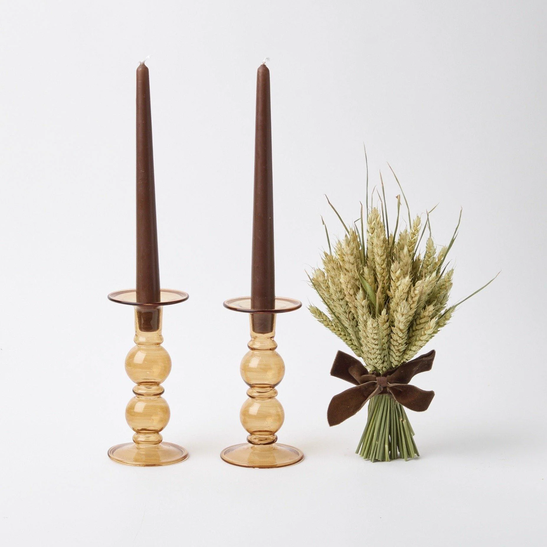 Elise Medium Amber Candle Holder (Pair) - Image 8