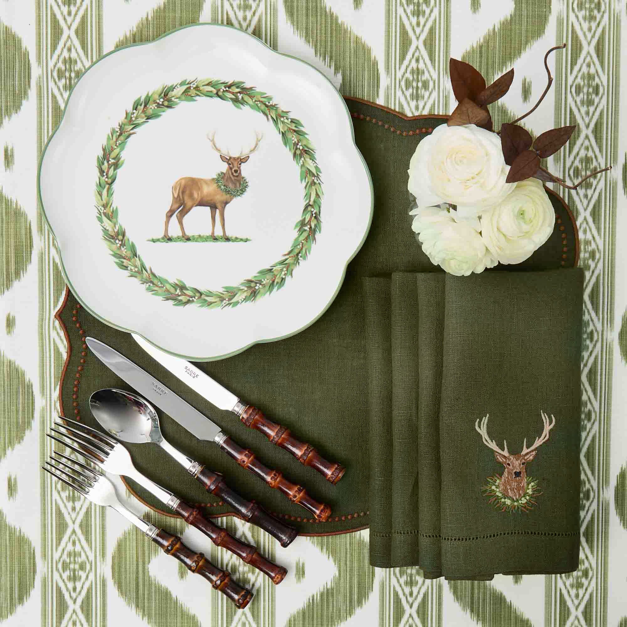 Olive Green Ikat Tablecloth - Image 5