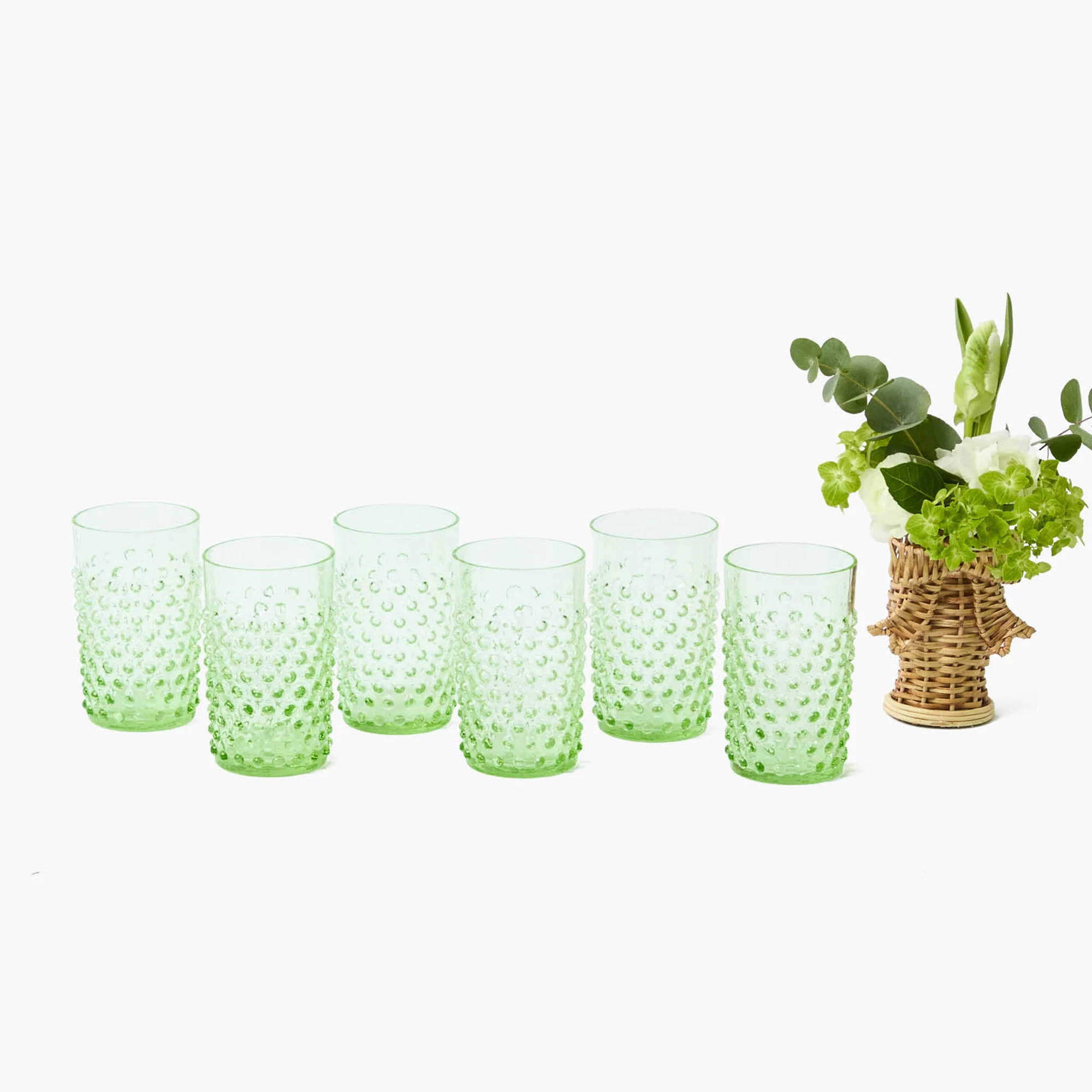 Emerald Hobnail Glasses (Set of 6) - Image 7