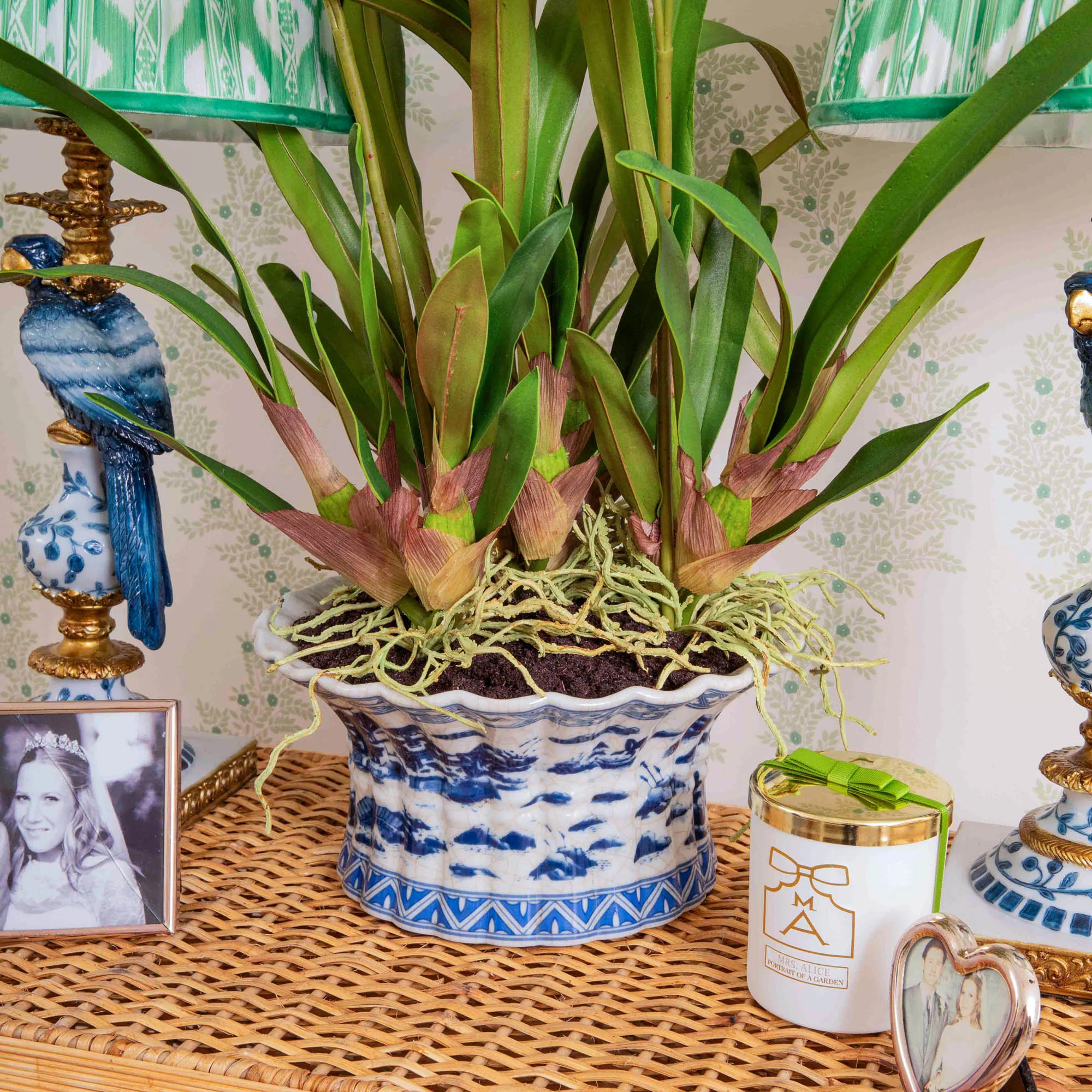 Faux Dancing Lady Orchid in Chinoiserie Planter - Image 5