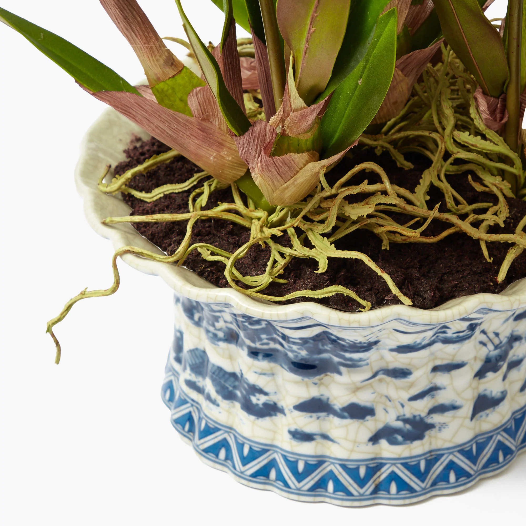 Faux Dancing Lady Orchid in Chinoiserie Planter - Image 6