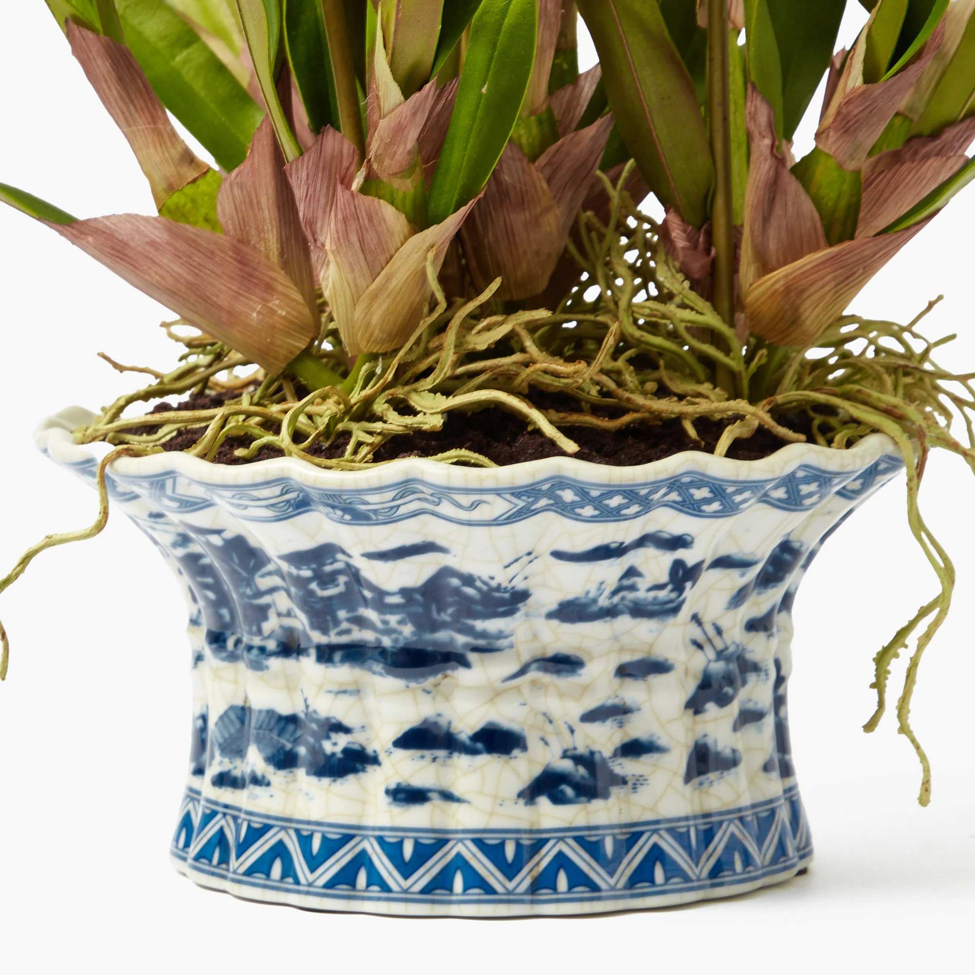 Faux Dancing Lady Orchid in Chinoiserie Planter - Image 7