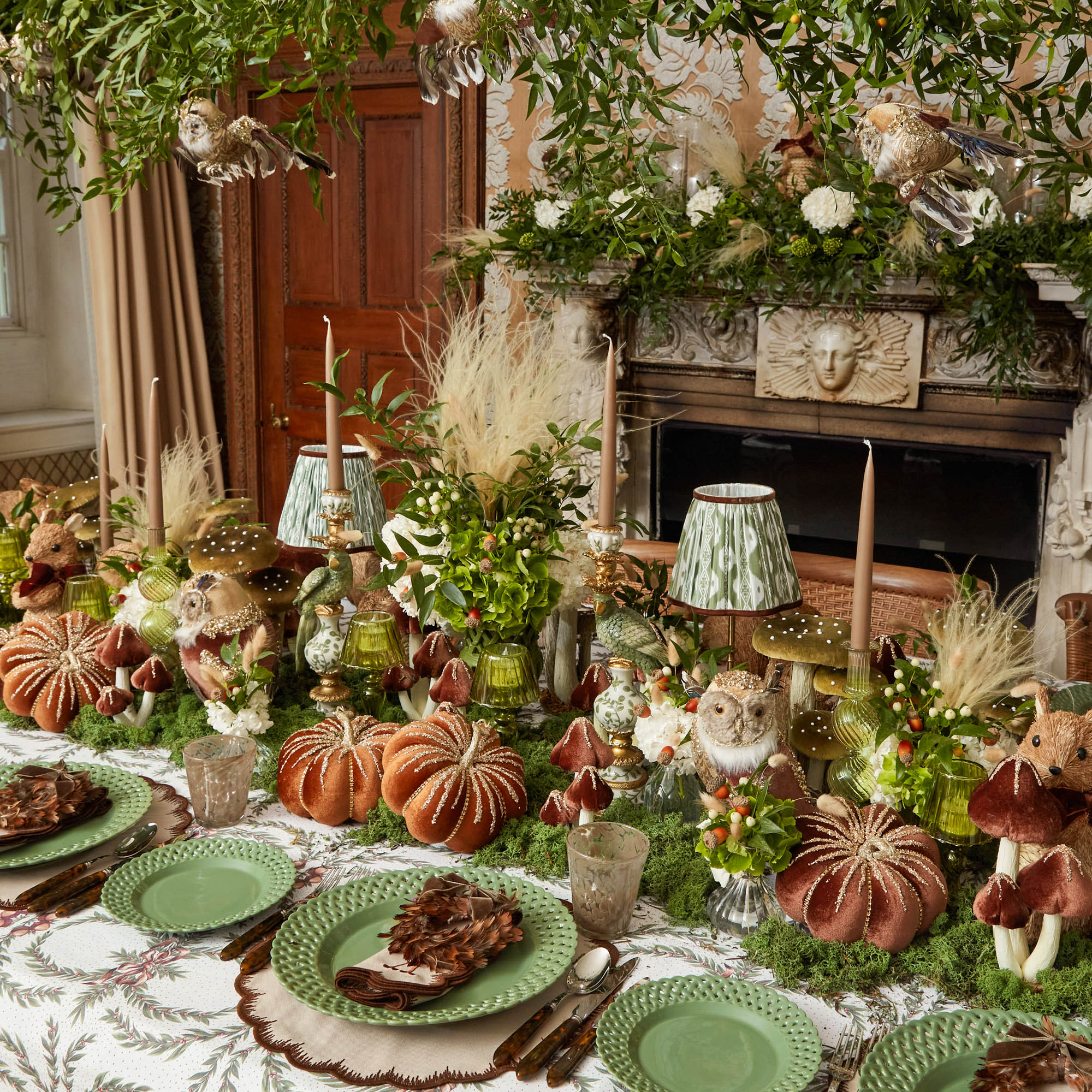 Feather Wreath with Chocolate Velvet Bows (Set of 4) - Image 10