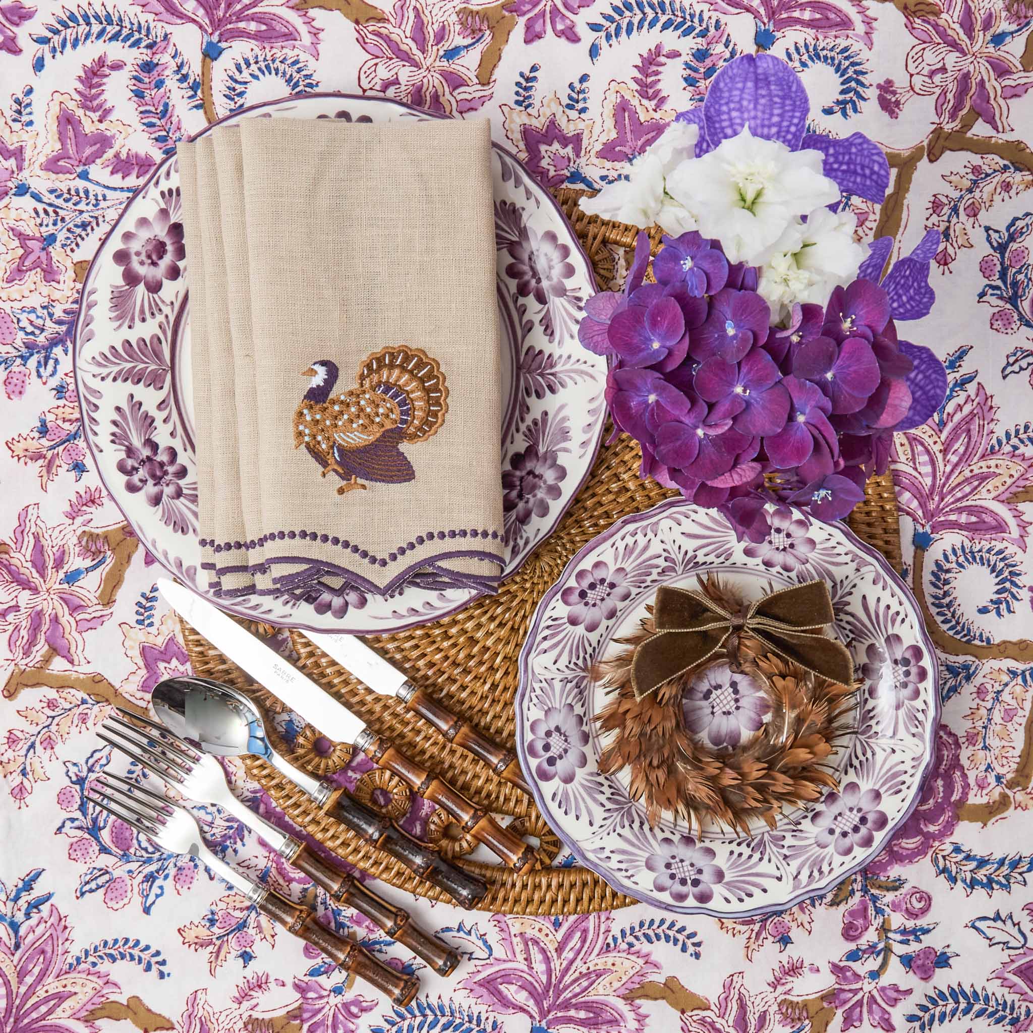 Feather Wreath with Chocolate Velvet Bows (Set of 4) - Image 7