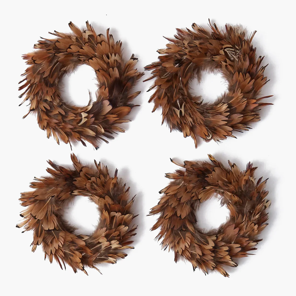 Feather Wreath with Chocolate Velvet Bows (Set of 4) - Image 8