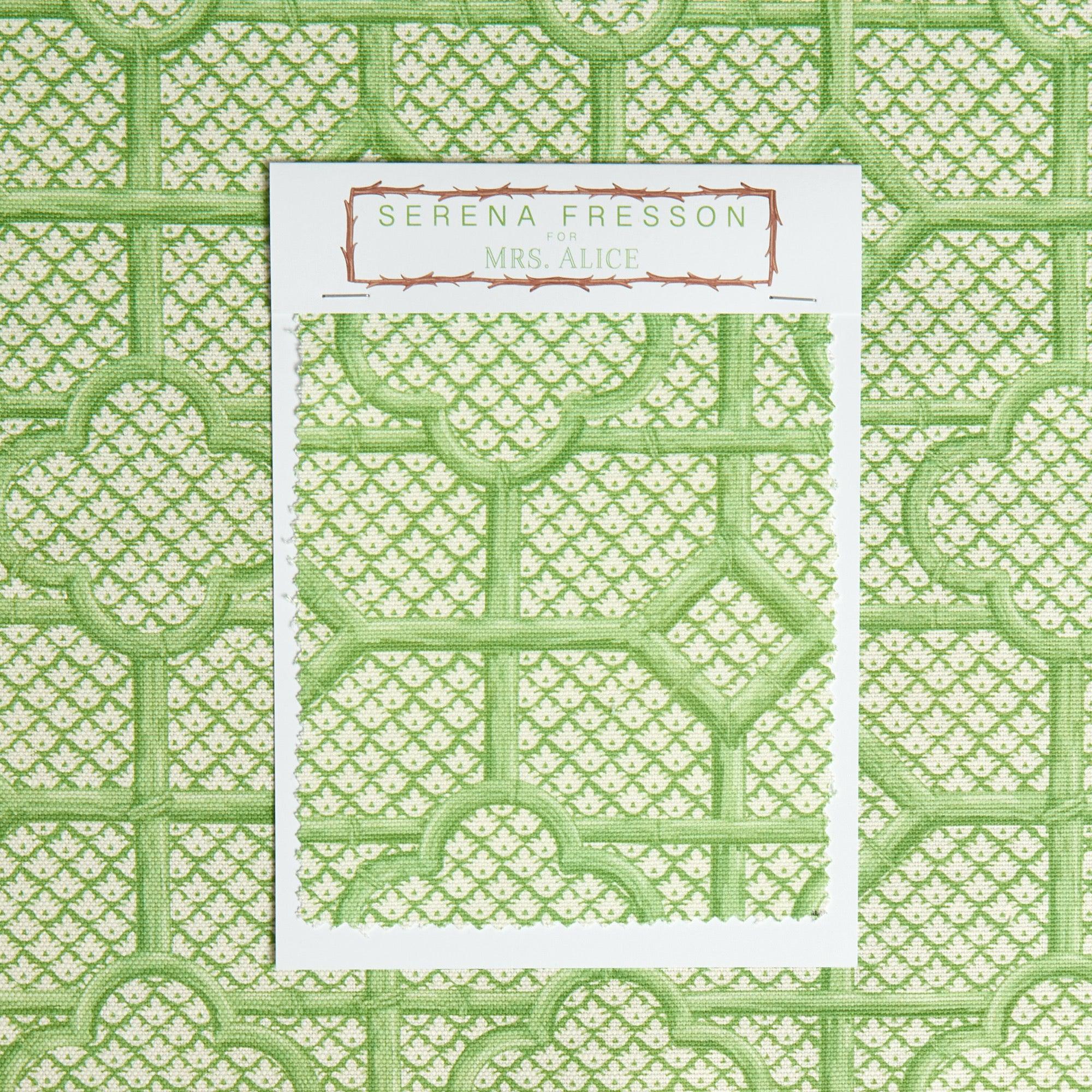 Green Bamboo Trellis Fabric - Image 9