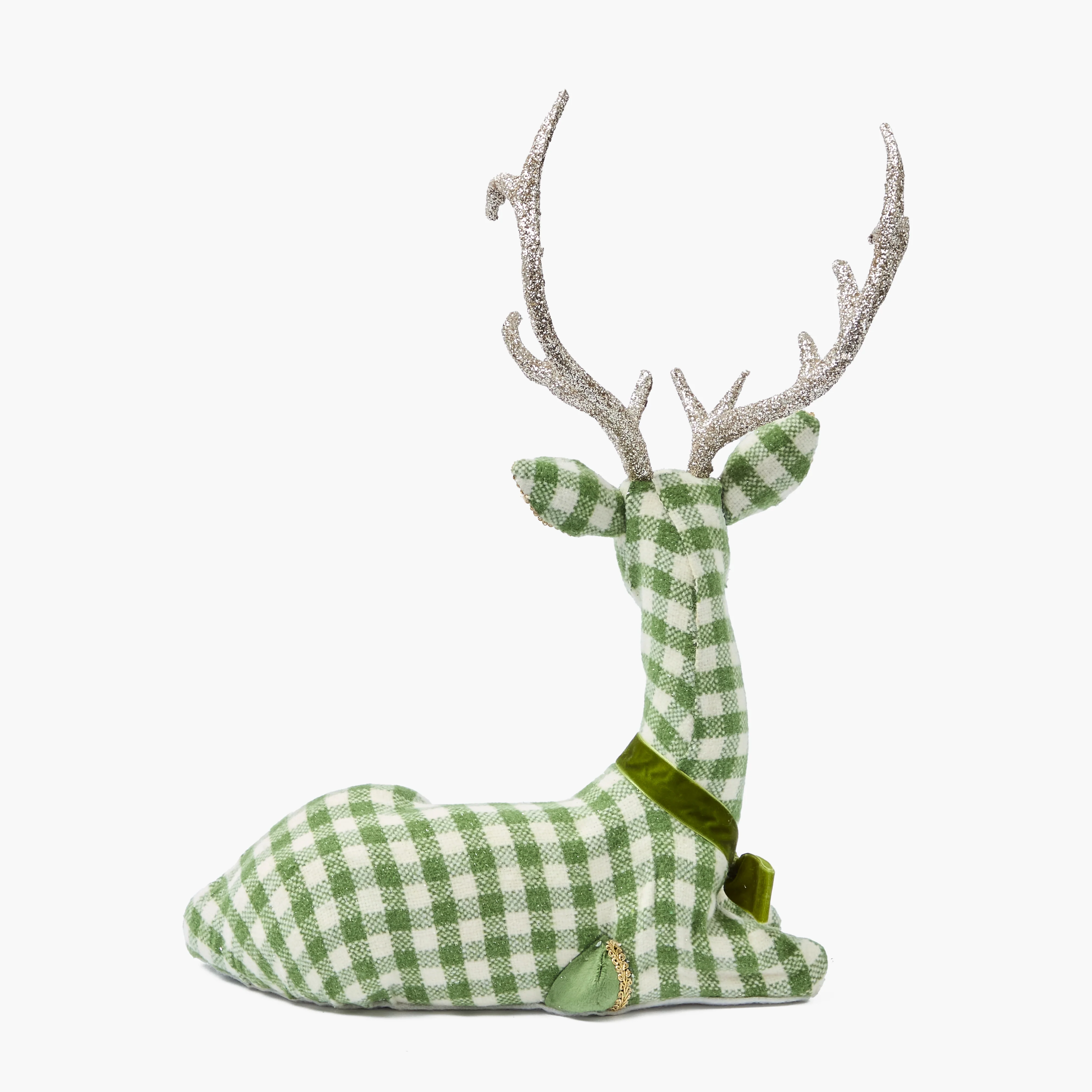 Green Gingham Sitting Deers (Pair) - Image 10