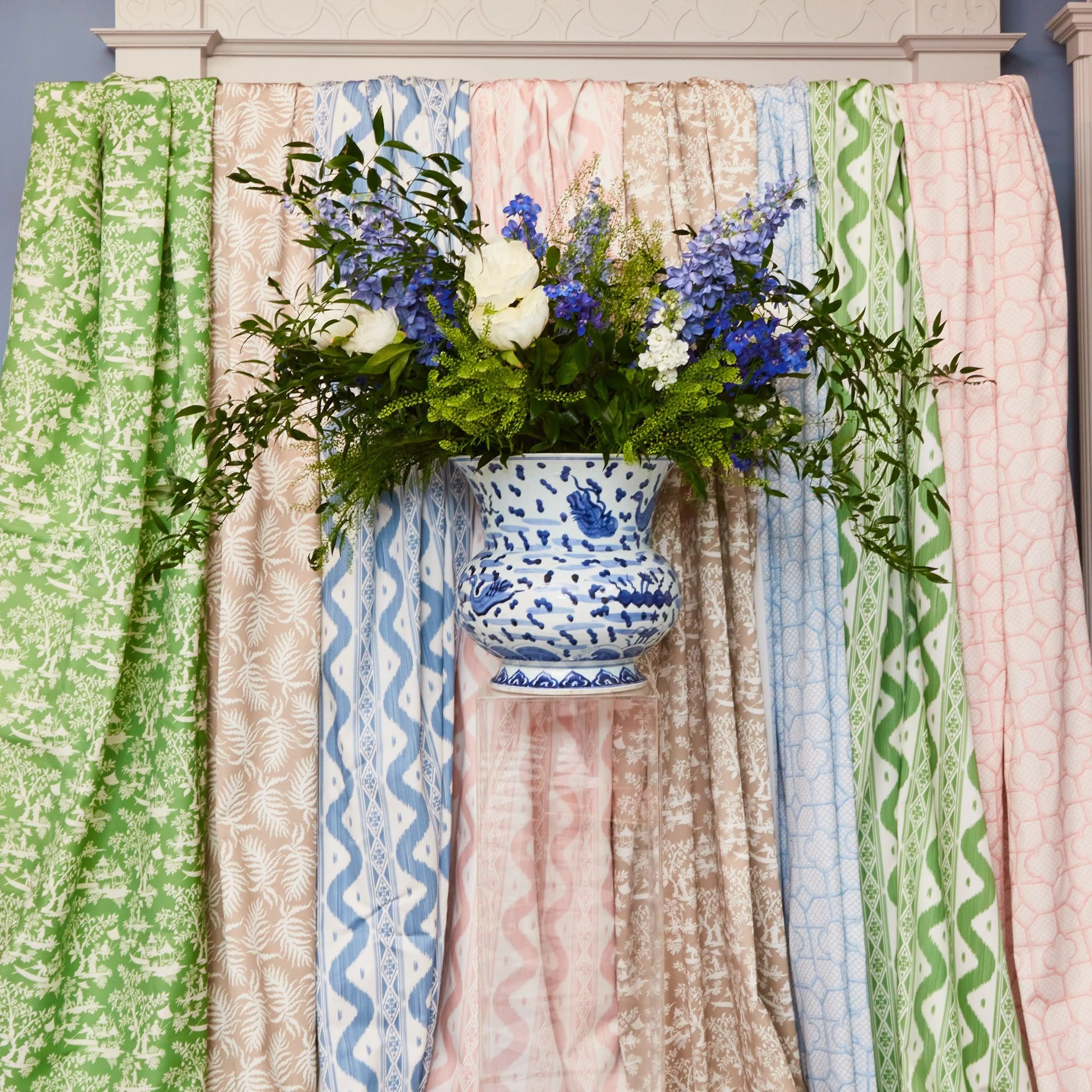 Green Ikat Stripe Fabric - Image 5