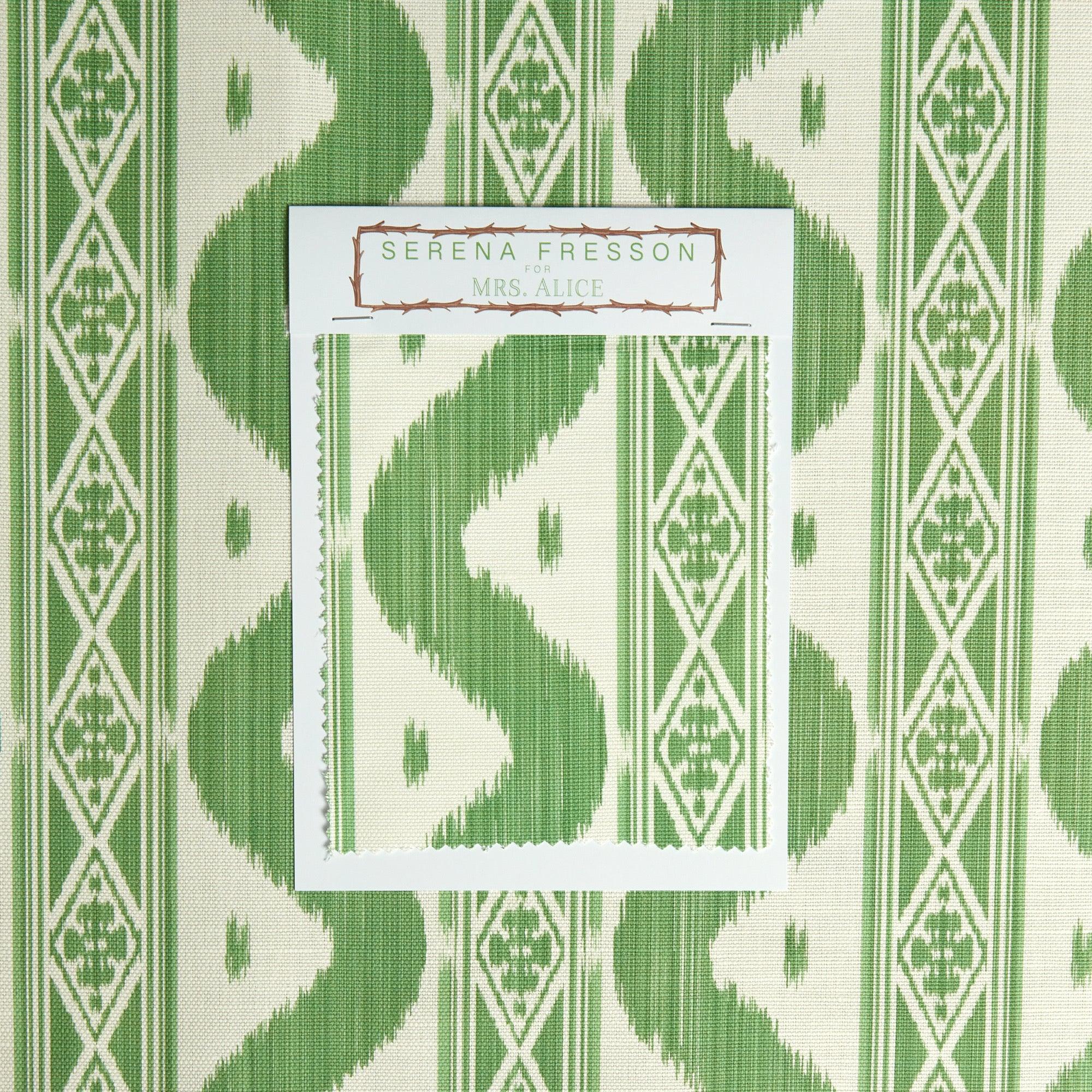 Green Ikat Stripe Fabric - Image 6