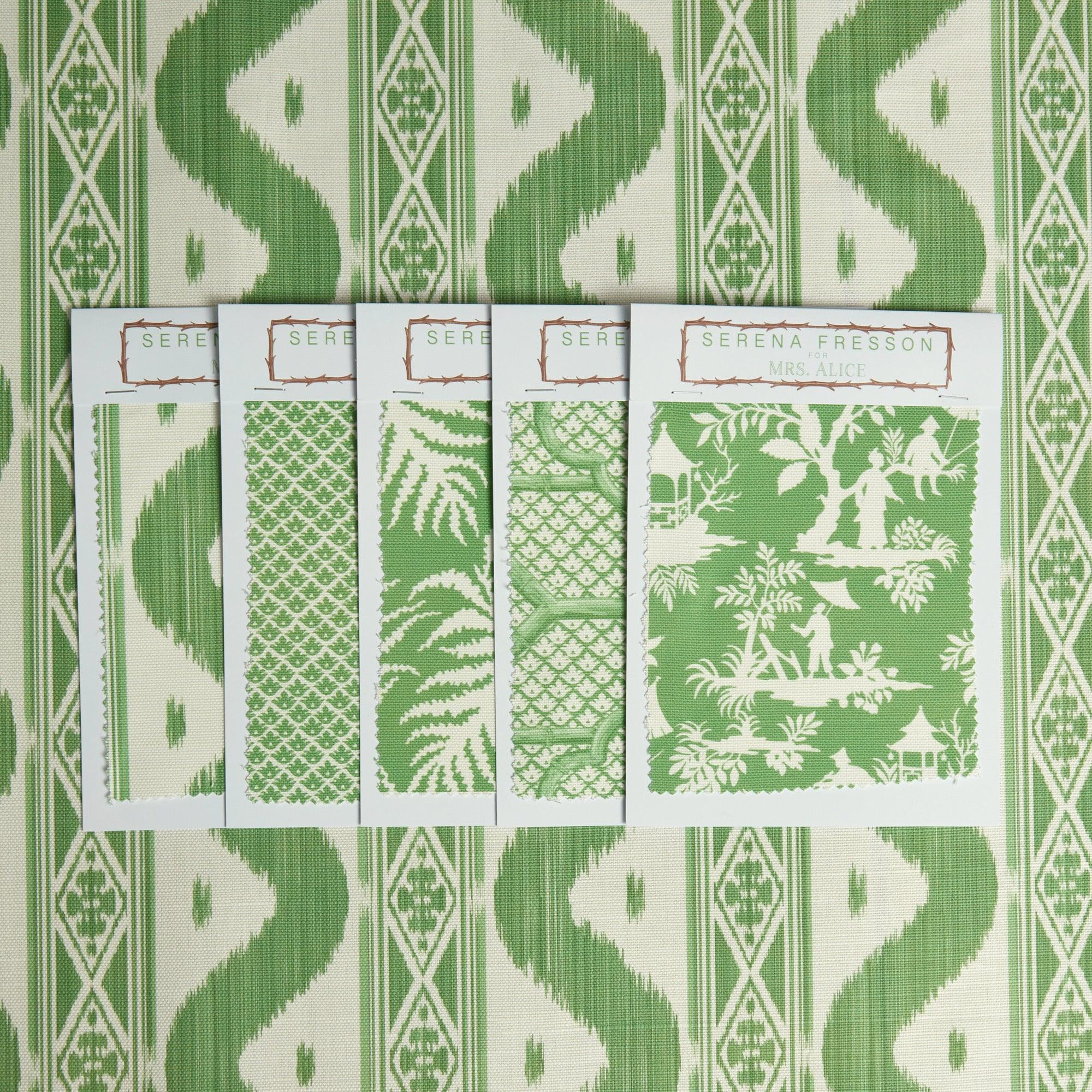 Green Ikat Stripe Fabric - Image 8