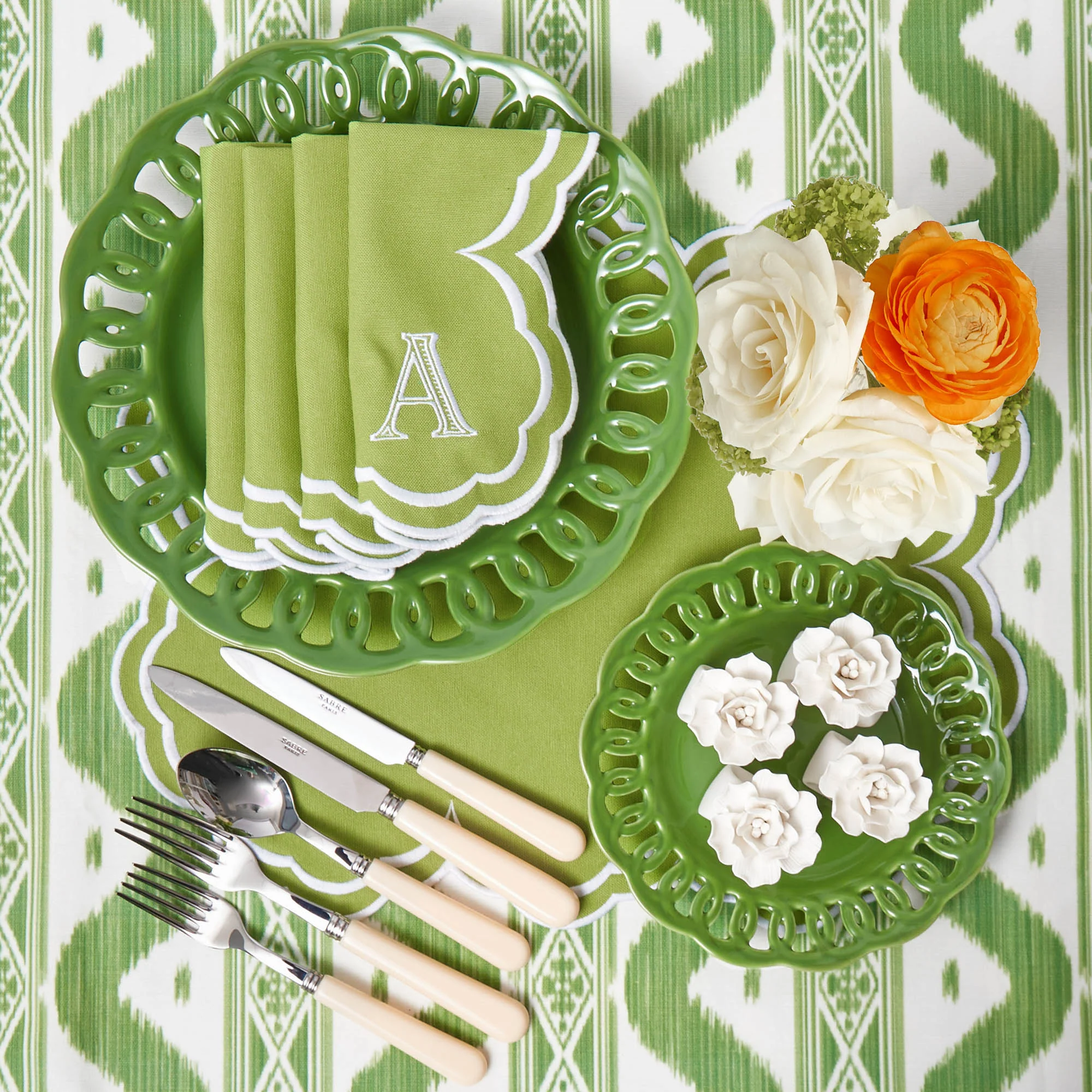 Green Ikat Tablecloth - Image 5